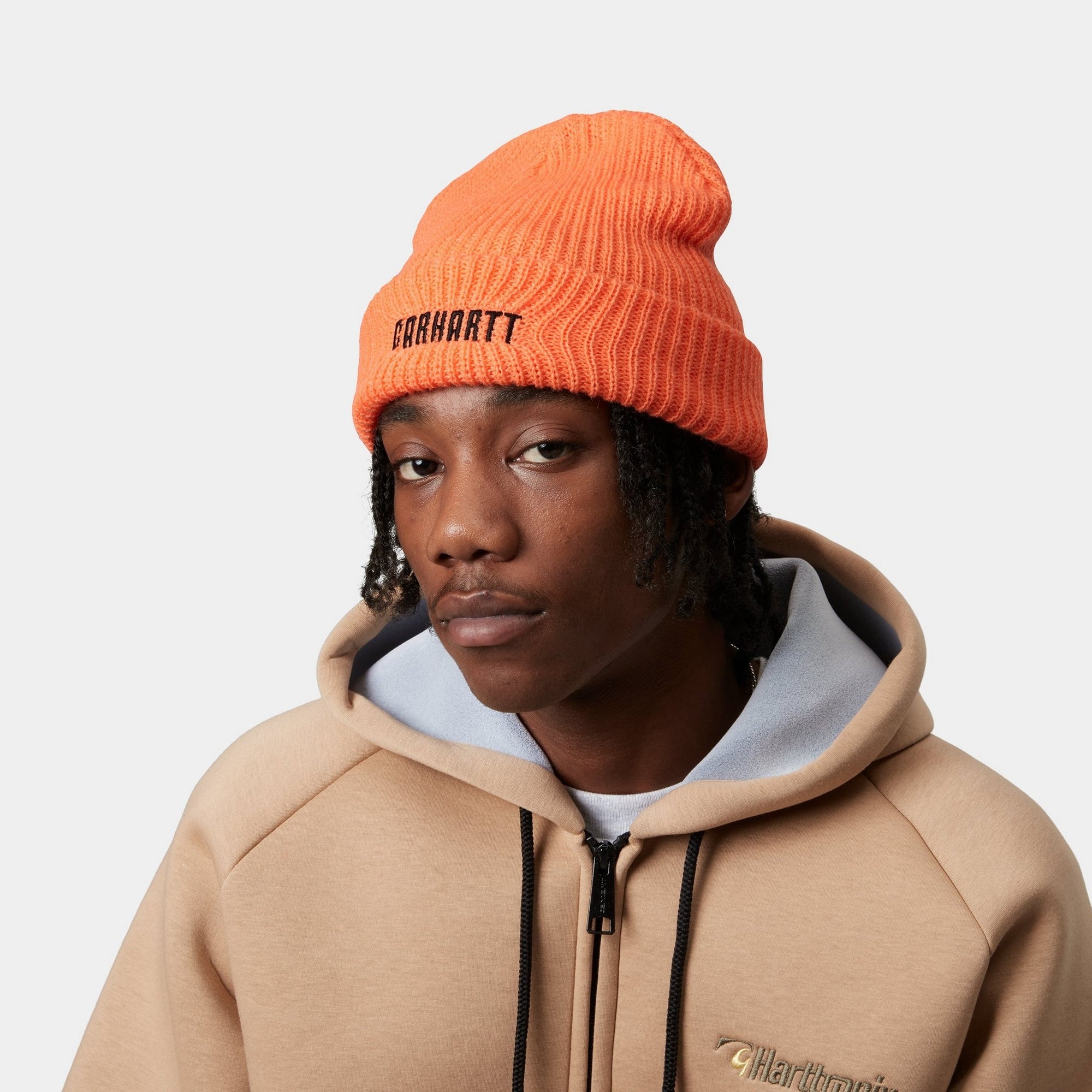 Premium Industry Beanie - Warm Winter Hat in Lumo Orange & Black for Men & Women | Cozy Outdoor Activities, Work, and Casual Wear