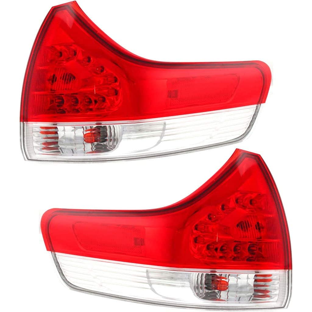 2011-2014 Toyota Sienna Rear Tail Lights Pair - Driver & Passenger Side Compatible with Base/LE/XLE/Limited Models | TO2804107 TO2805107 | 81560-08030 81550-08030 | Perfect for Replacement & Nighttime Safety Enhancement