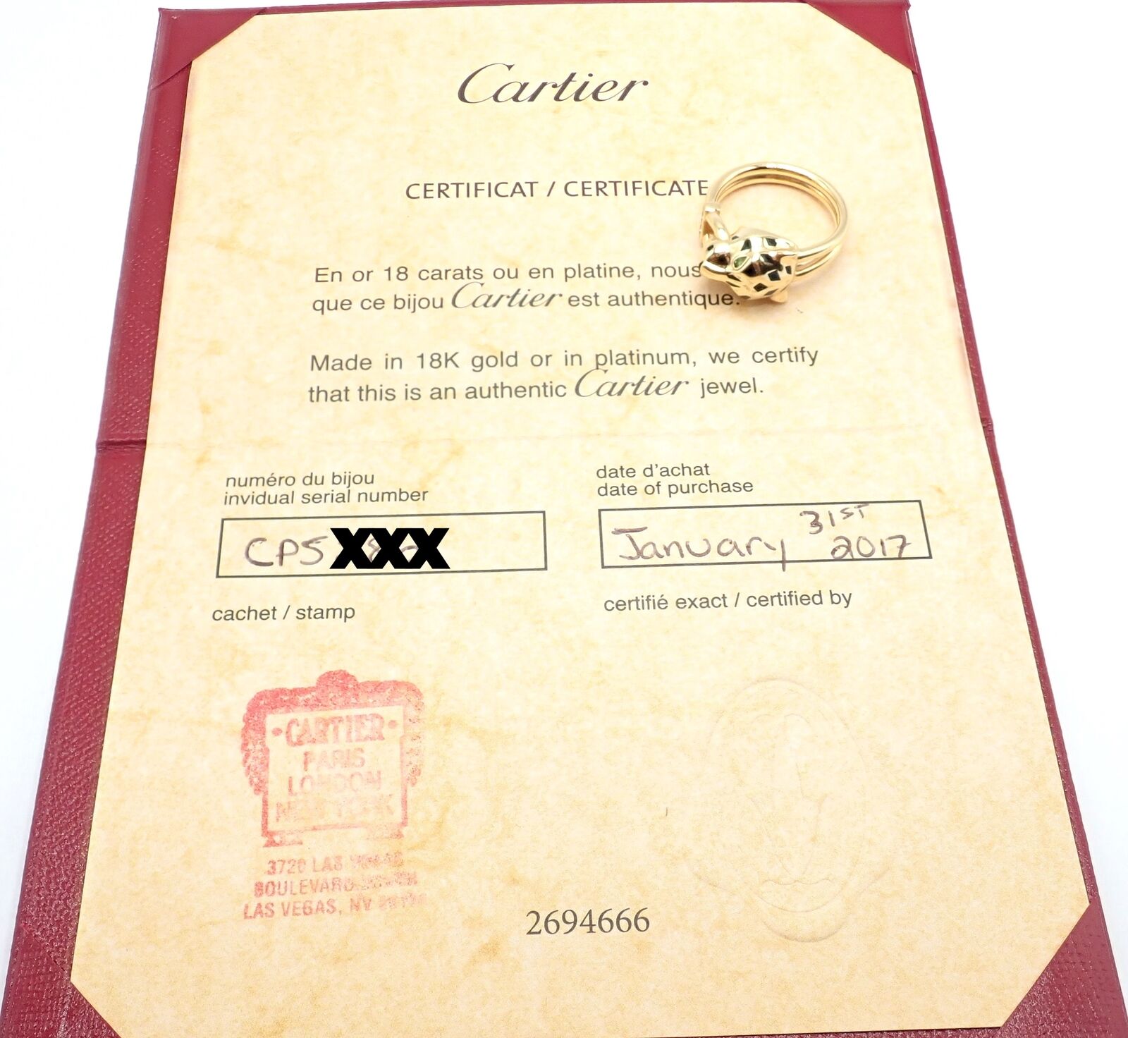 Authentic Cartier Panther Panthere 18k Gold Diamond & Tsavorite Ring with Certification - Luxury Jewelry for Women, Perfect for Weddings, Anniversaries & Special Occasions
