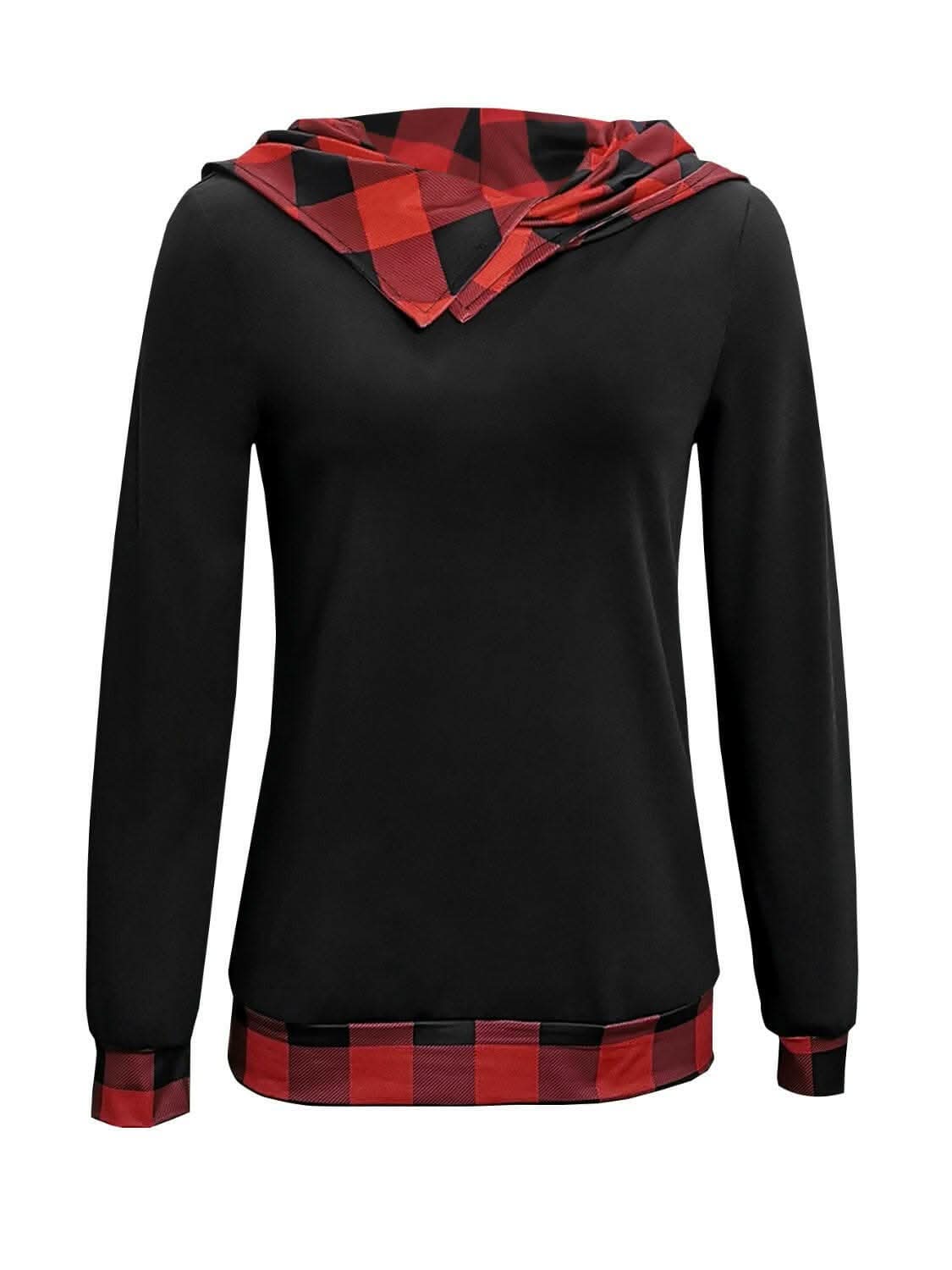 Stylish Plaid Hooded Long Sleeve Blouse for Women - Trendy Fall Fashion Top for Casual Outings & Layered Looks