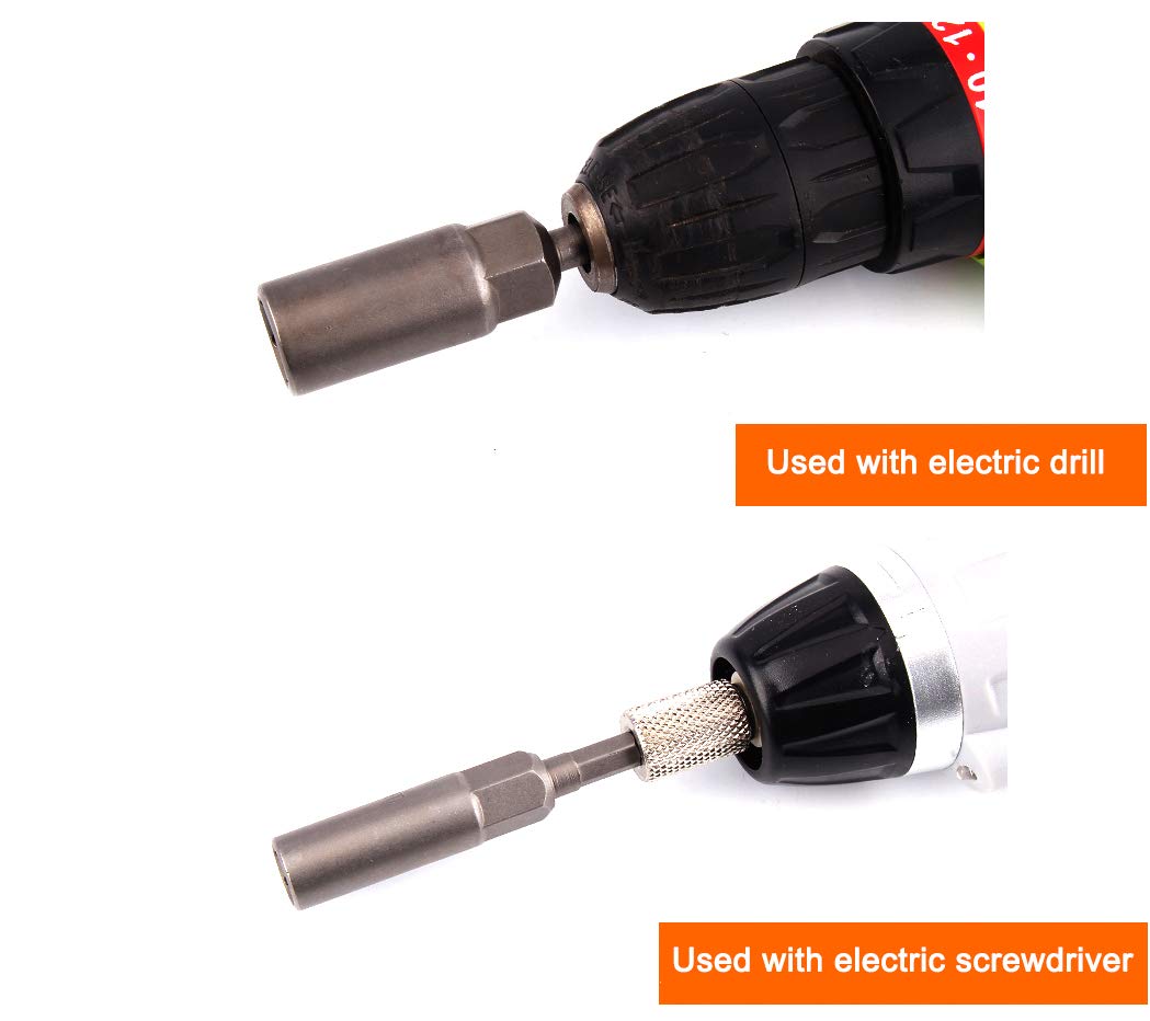10mm Hex Magnetic Power Socket 80mm Length Adapter Drill Bit Nut Driver Set 1/4'' Hex for Power Tools (4Pcs) - Perfect for Drilling, Fastening, and DIY Projects with Cordless Drills and Impact Drivers