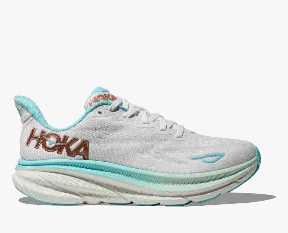 HOKA Women's Clifton 9 Running Shoes - Lightweight Cushioned Sneakers for Women in Frost/Rose Gold | Perfect for Road Running, Jogging & Daily Walking