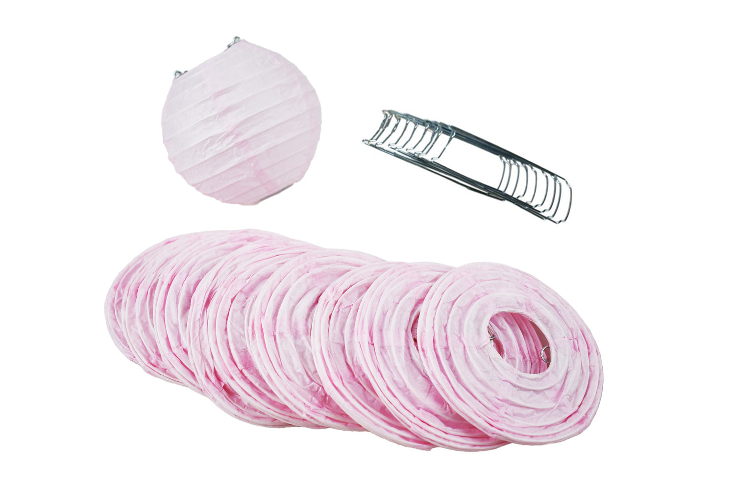 4 Pack Pink Round Paper Lanterns with Even Ribbing - Hanging Party Decorations for Birthday, Wedding & Home Decor - Includes Hanging String for Indoor/Outdoor Use