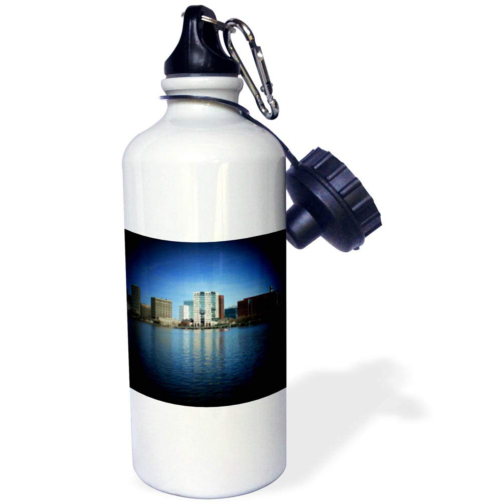 3D Rose Cambridge Skyline Sports Water Bottle - 21 oz Insulated Stainless Steel, White - Perfect for Gym, Hiking & Outdoor Activities