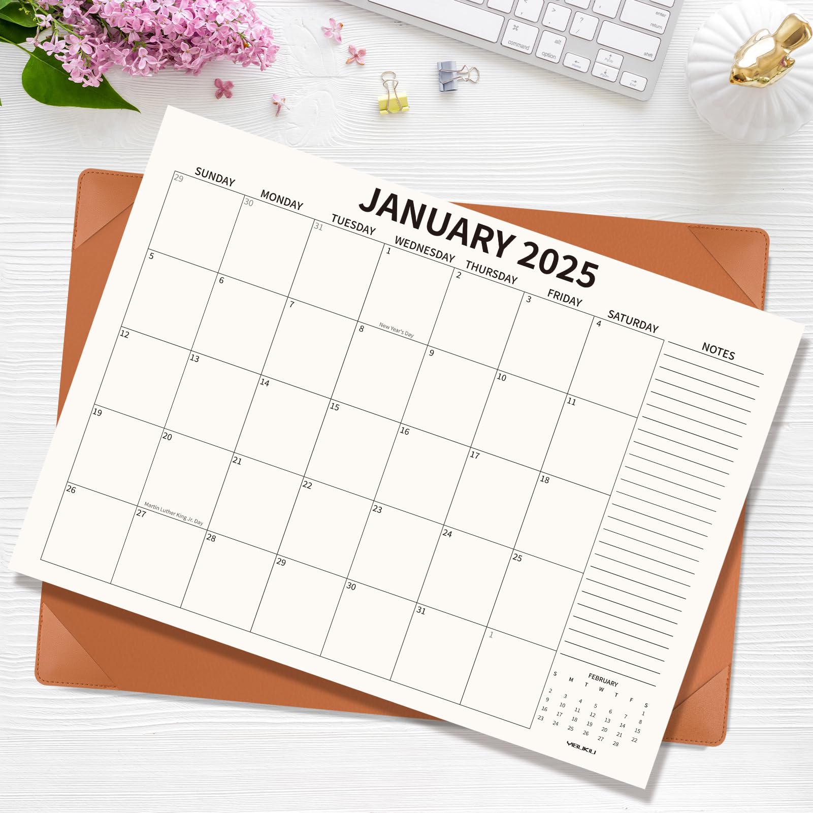 2025-2026 Large 22x17 Inch Desk Calendar with Desktop Mat | 18-Month Planner from January 2025 to June 2026 | Office, Home & School Organization | Brown | Perfect for Scheduling, Goal Tracking & Productivity Boost