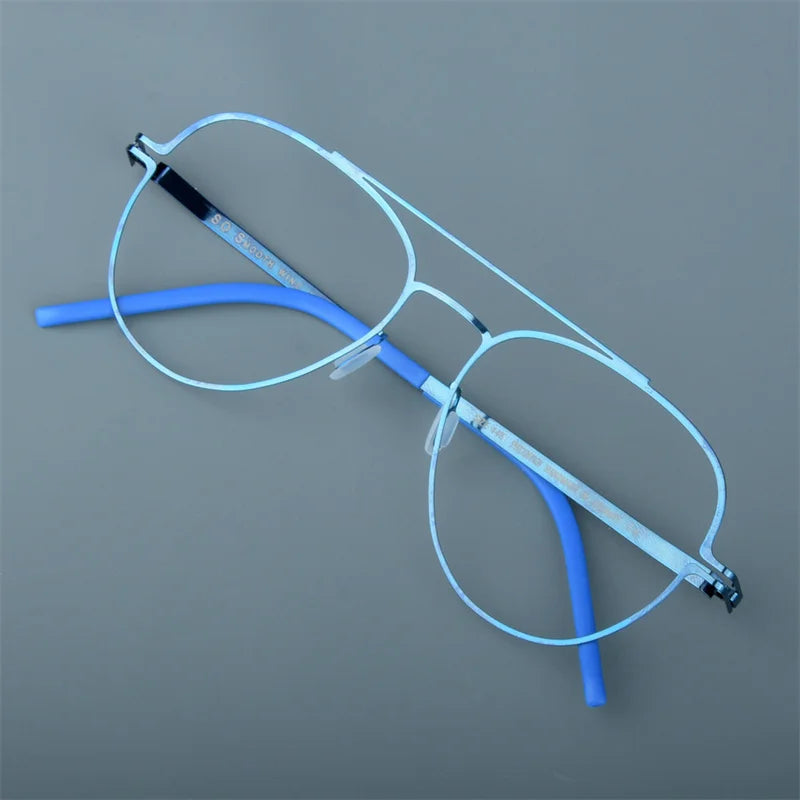 Aimee Unisex Full Rim Round Double Bridge Steel Eyeglasses 14657 | Stylish Lightweight Metal Frame Glasses for Men & Women | Perfect for Reading, Work, and Everyday Fashion