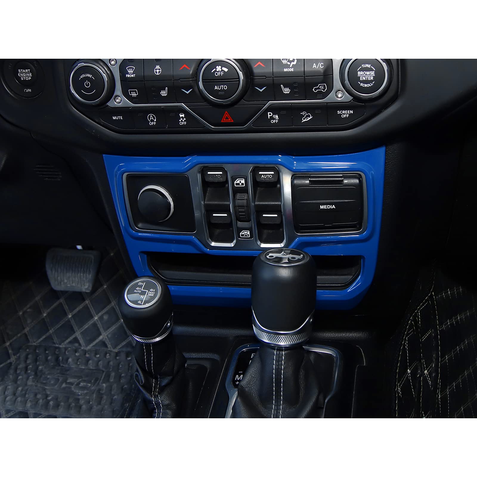JeCar Blue Center Console Window Control Panel Trim Cover for 2018-2024 Jeep Wrangler JL JLU & Gladiator JT - Interior Accessories Upgrade for Enhanced Style & Protection - Perfect for Off-Roading & Daily Driving