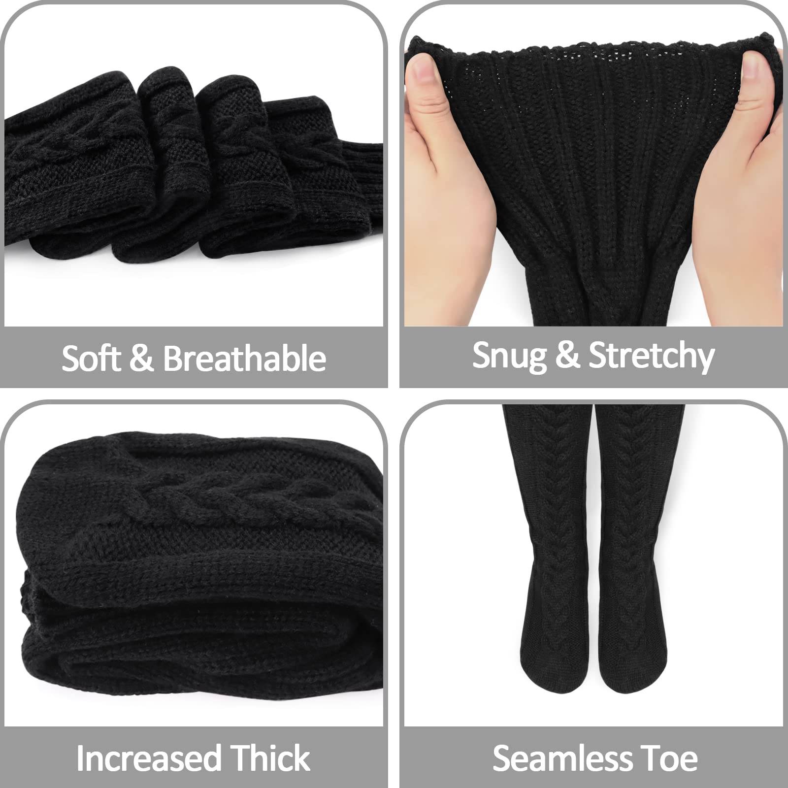 Littleforbig Thigh High Boot Socks - Extra Long Over The Knee Cable Knitted Stockings for Women - Perfect for Winter, Cosplay, and Fashion Outfits