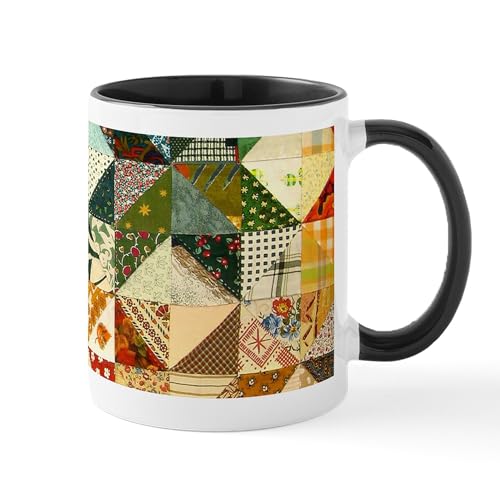 White/Black Inside - Fun Patchwork Quilt Mugs
