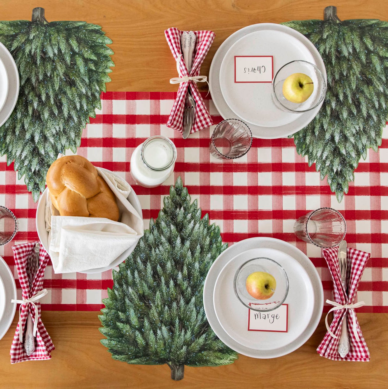 Eco-Friendly Evergreen Die-Cut Placemat for Dining Table - Perfect for Holiday Decor, Dinner Parties & Everyday Use