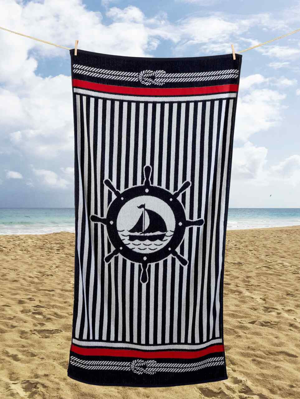 Premium Nautical Sailing Beach Towel - Large Quick Dry Sandproof Towel for Pool, Boat & Beach - Perfect for Summer Vacation, Yacht Trips & Seaside Picnics