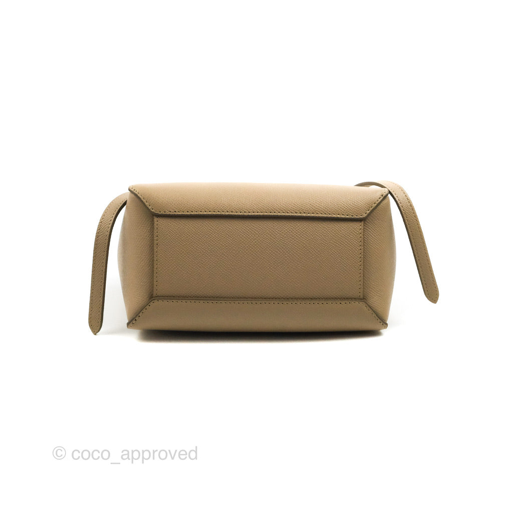 Celine Nano Belt Bag in Light Taupe - Grained Calfskin Leather with Gold Hardware | Crossbody Bag for Women, Perfect for Work, Travel & Everyday Use