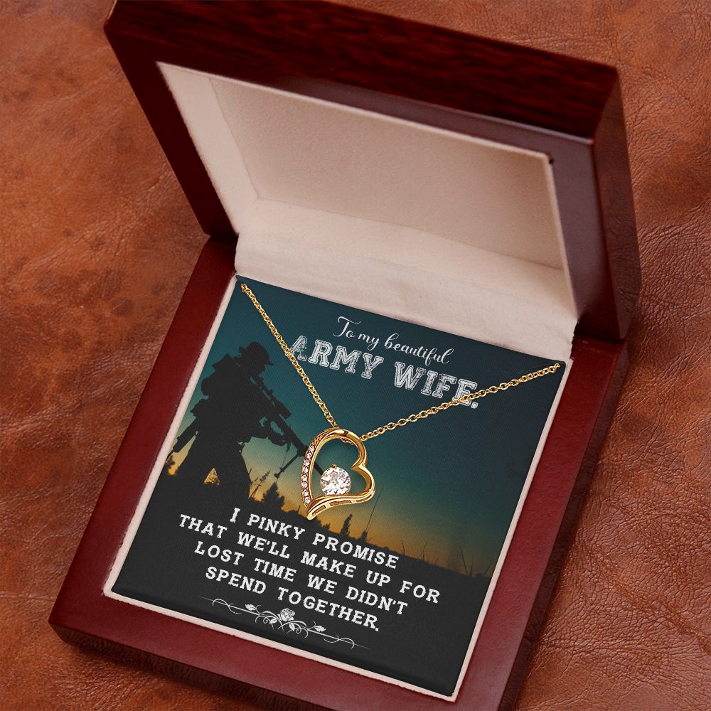 Army Wife Gift - Forever Love Necklace with Cubic Zirconia - Military Spouse Jewelry - Perfect for Deployment, Homecoming & Military Appreciation Gifts