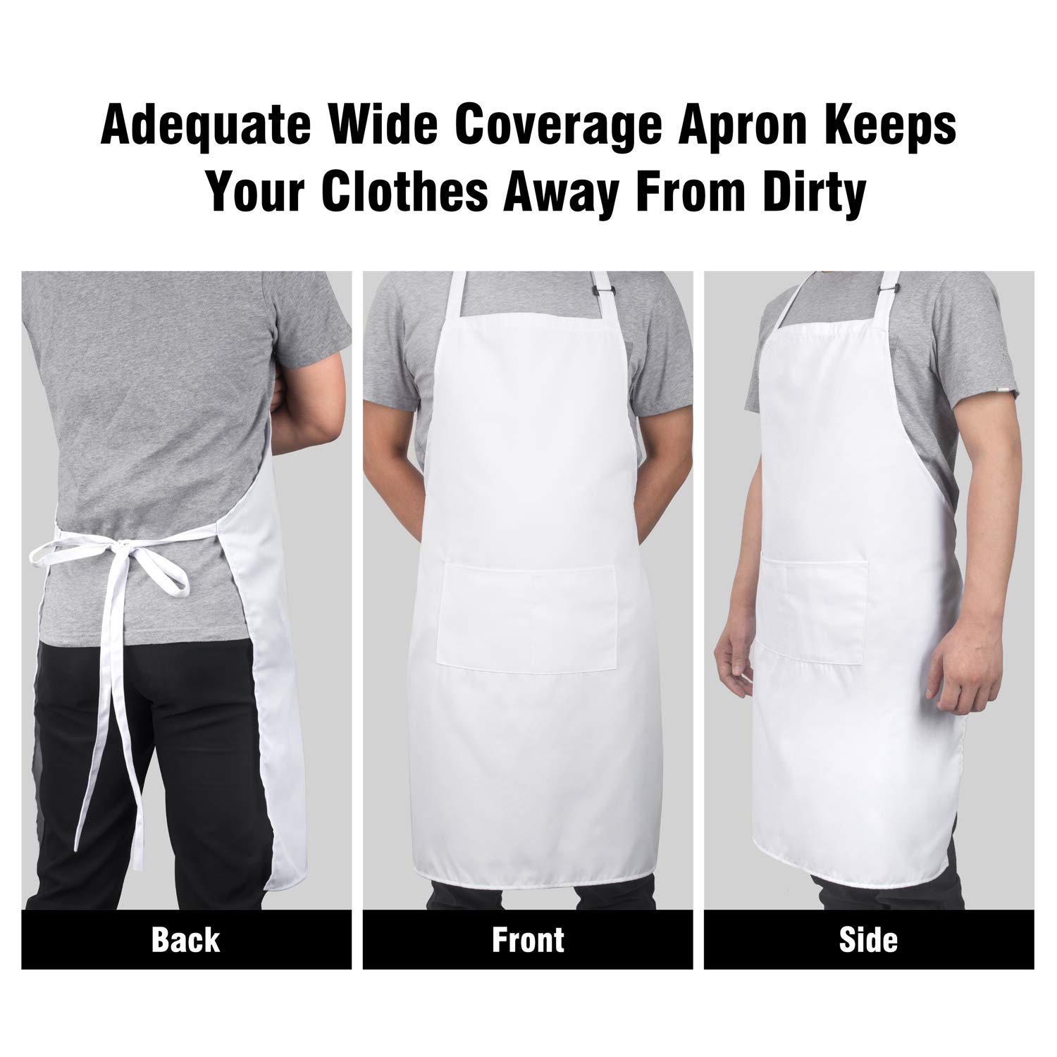 Xornis 2 Pack White Bib Aprons with 2 Pockets - Adjustable Chef Apron for Cooking, Baking & BBQ - Perfect for Kitchen, Restaurant & Outdoor Grilling