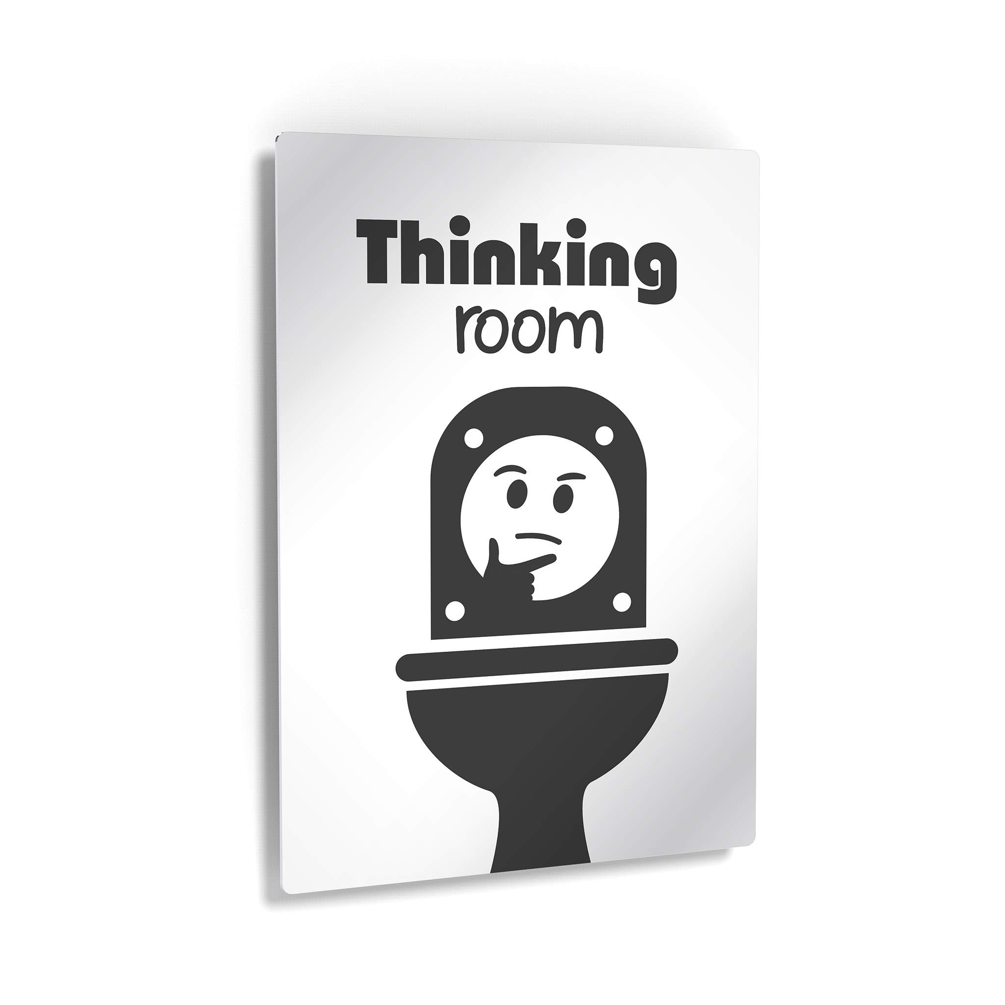 Funny Bathroom Wall Art - Smile Art Design Thinking Room Quote Metal Print - Ready to Hang Toilet Decor (30x20) - Made in USA - Perfect for Home, Office, or Gift