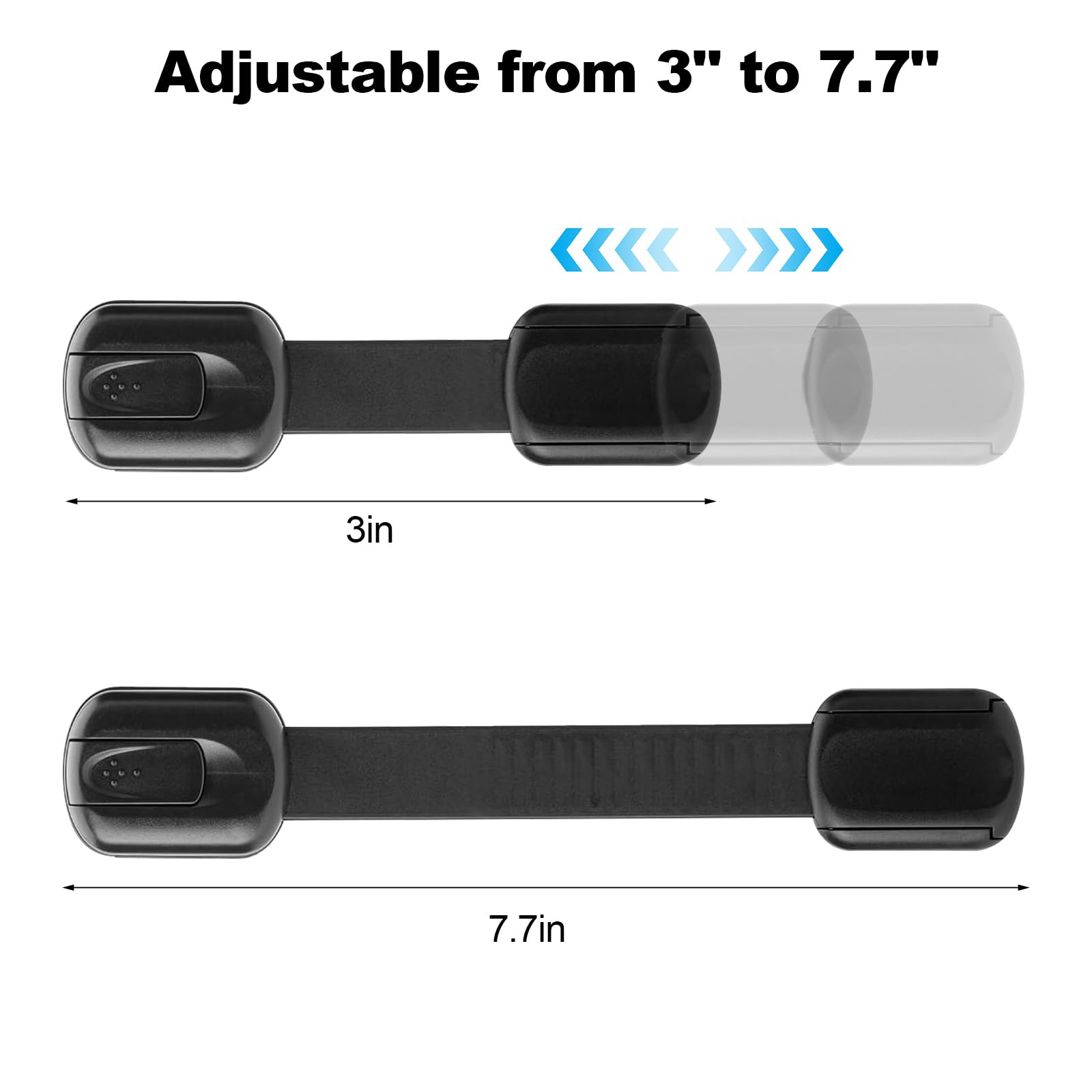 8-Pack Child Safety Cabinet Locks - Baby Proofing Locks for Drawers, Fridge, Dishwasher & More - Strong Adhesive Multi-Use Latches - Perfect for Kitchen, Bathroom & Nursery Safety (Black)
