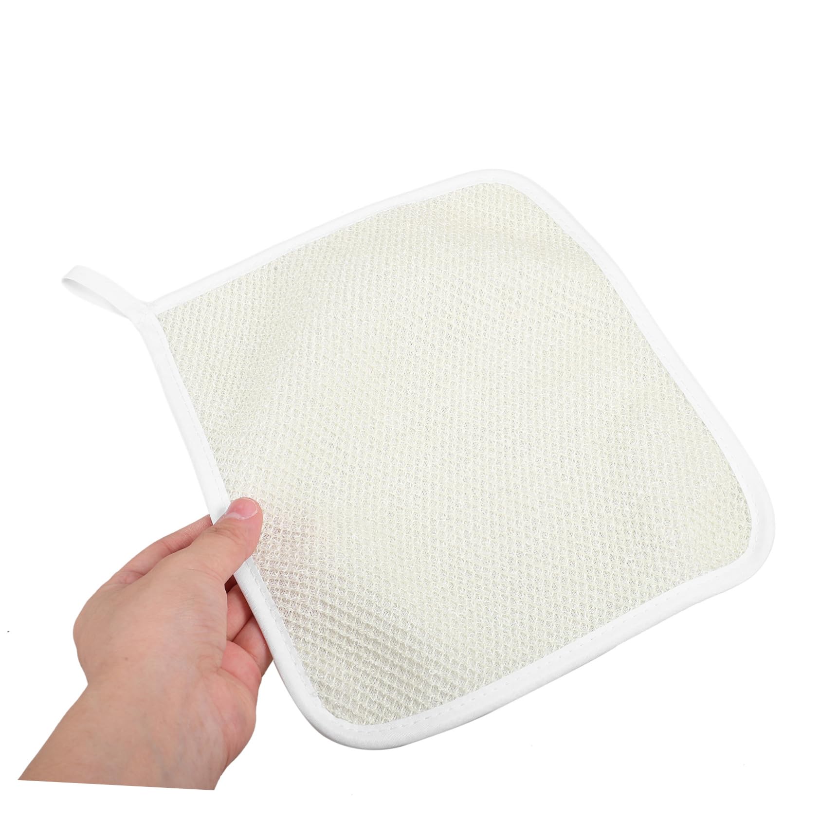 Exfoliating Bath Cloths 3 Pack - Soft Loop Washcloths for Body & Face, Quick Dry Nylon Material, Beige | Gentle Exfoliation for Sensitive Skin, Spa & Shower Essential
