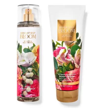Bath and Body Works Brightest Bloom Fragrance Mist & Body Cream Set - 4 Fl Oz (Pack of 2) | Floral Scent for Women | Perfect for Daily Use, Gifts & Self-Care Moments