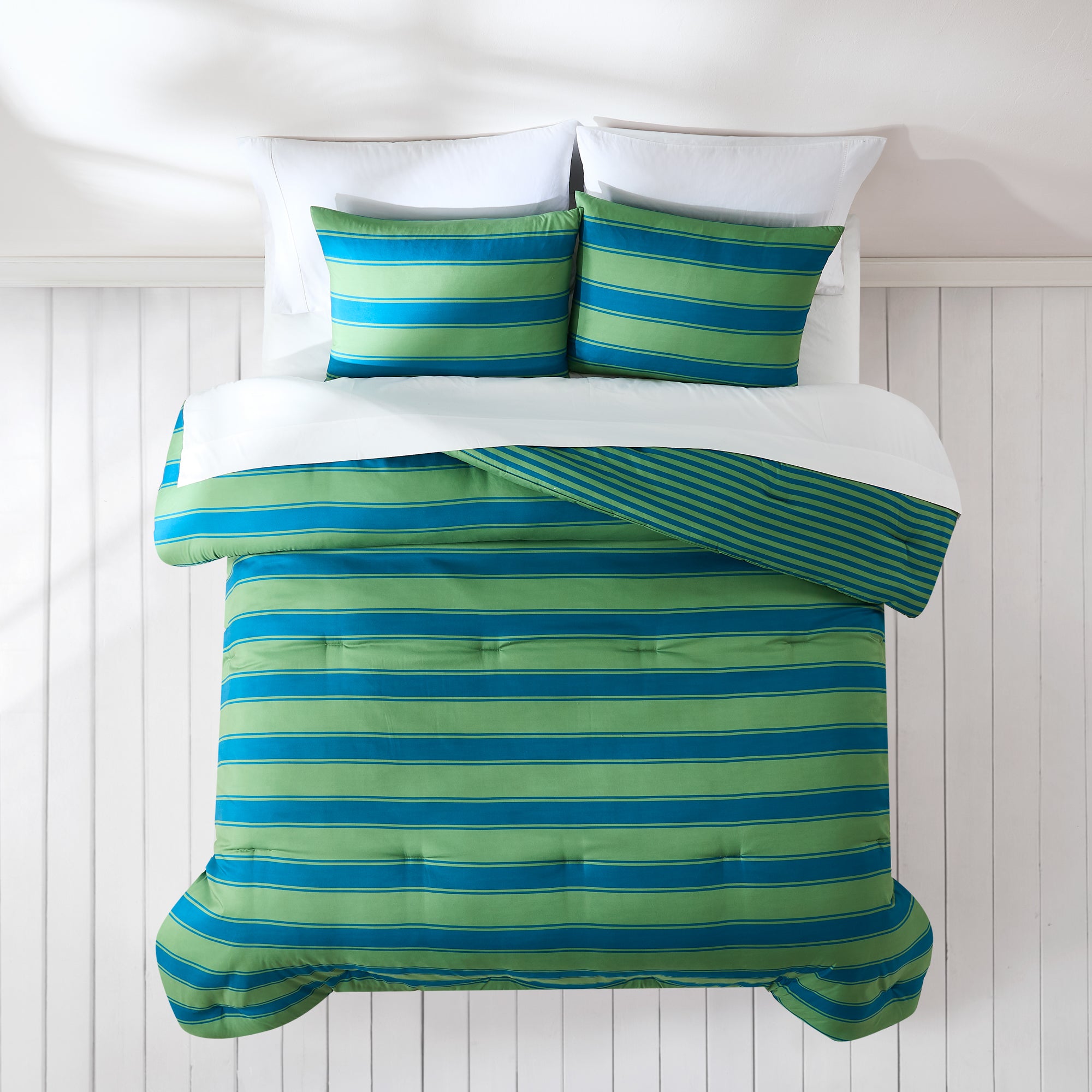 Gale Cabana Stripe Comforter Set - Queen Size Bedding, Soft & Breathable Cotton, Coastal Beach Style - Perfect for Guest Rooms, Vacation Homes & Summer Bedroom Decor