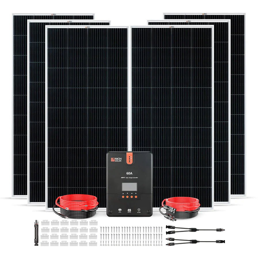 Rich Solar 1200 Watt Solar Panel Kit for Home, RV & Off-Grid Power - Complete Solar Energy System with Charge Controller & Cables