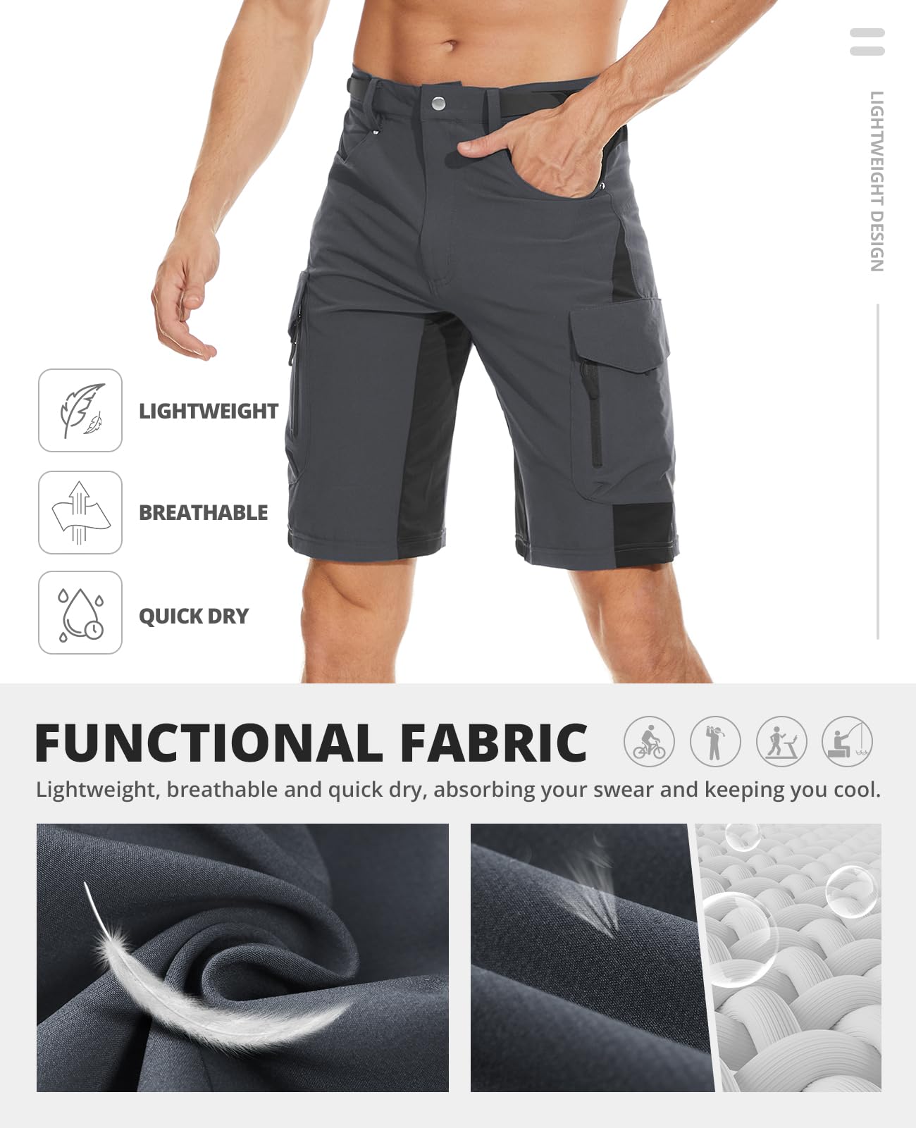 Cycorld Men's Mountain Bike Shorts for Cycling & Hiking - Outdoor Cargo Shorts