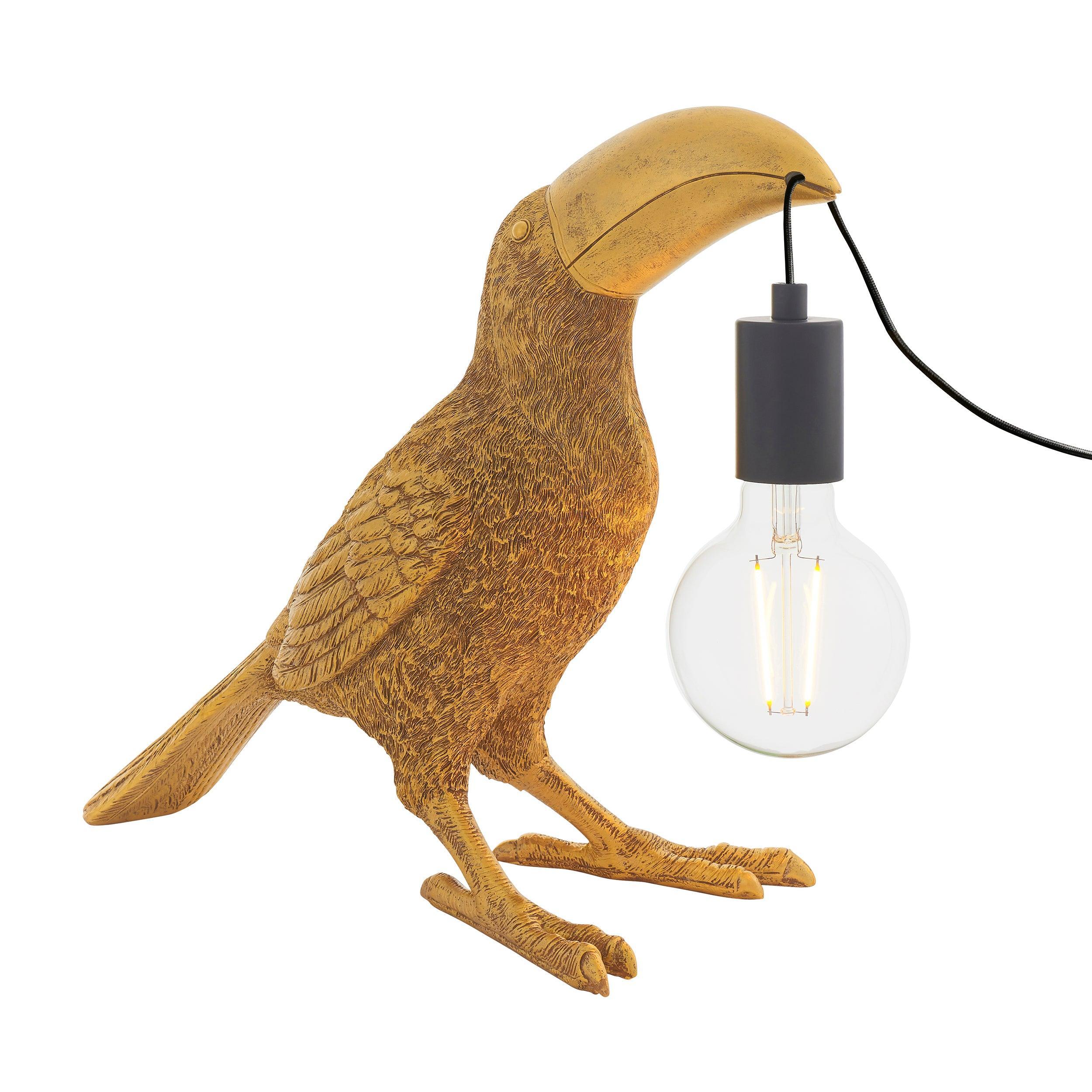 Arthur Gold Toucan Table Lamp - Modern Living Room & Bedside Lighting for Home Decor - Perfect for Reading & Ambiance