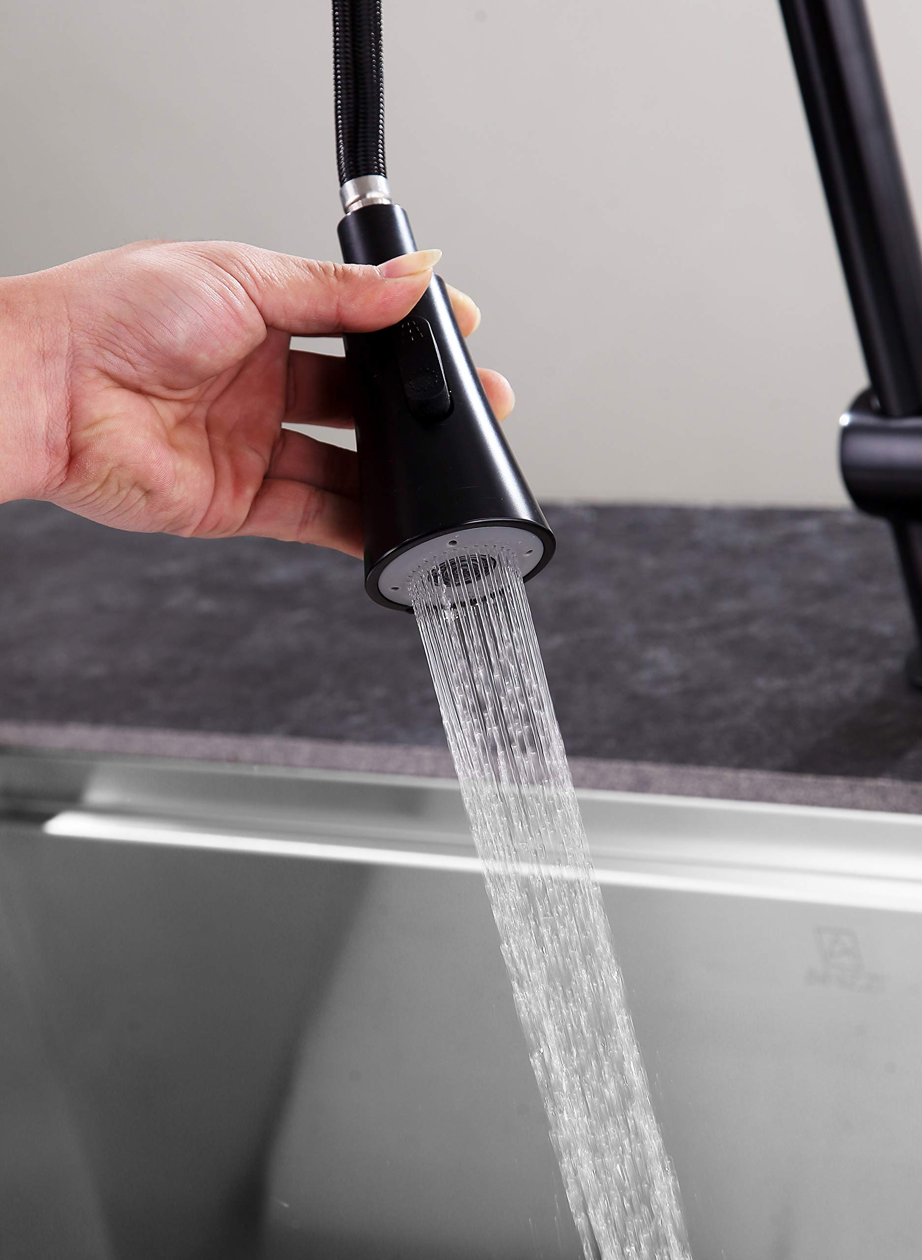 ANZZI Oil Rubbed Bronze Single Handle Pull-Down Kitchen Faucet - Modern Commercial Grade Stainless Steel Sink Faucet with Single Hole Installation (KF-AZ211ORB) - Perfect for Bar Prep, Dishwashing & Modern Farmhouse Kitchens