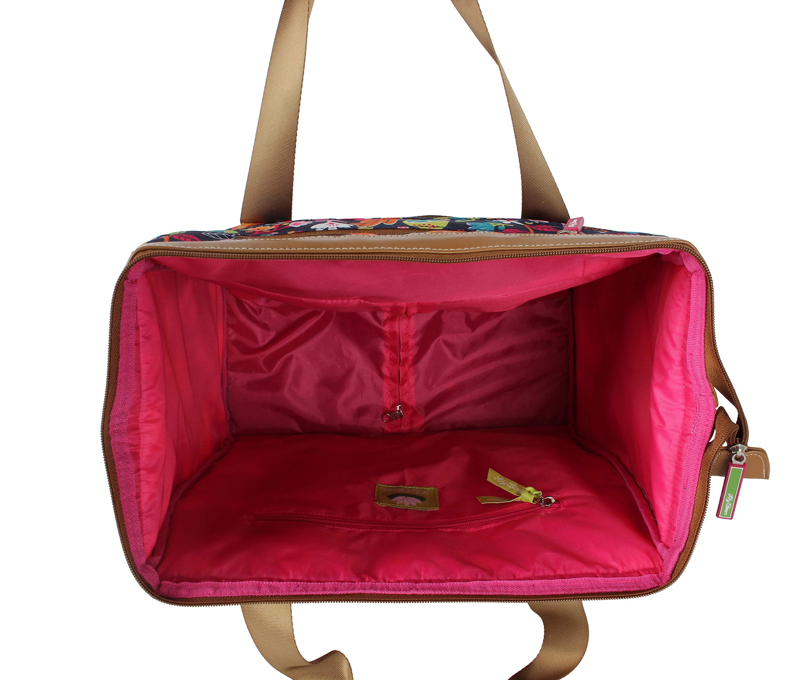Lily Bloom 15-Inch Designer Under Seat Tote Carry-On Bag for Women - Lightweight Spinner Wheel Cabin Luggage with Stylish Pattern (Fruit Loops) - Perfect for Air Travel, Business Trips & Weekend Getaways