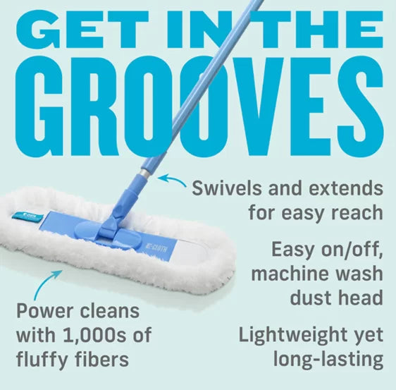 E CLOTH Flexi Edge Floor & Wall Duster - Microfiber Cleaning Tool for Dusting Hard Floors, Walls & Baseboards - Perfect for Home, Office & Pet Hair Removal