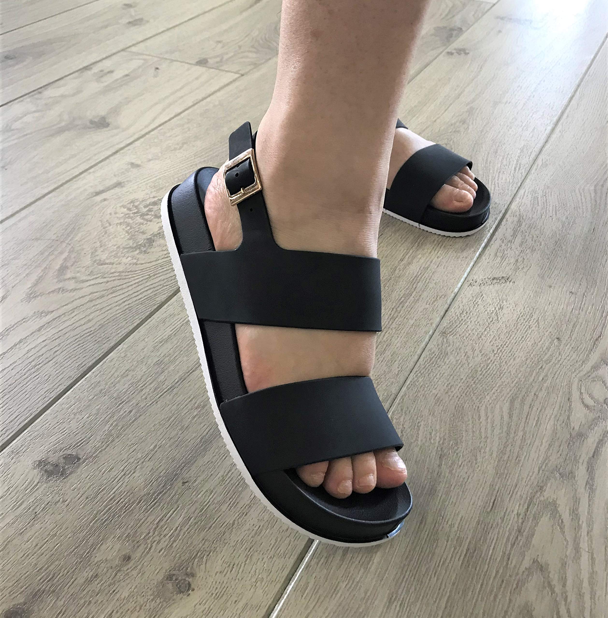 J-Slips Women's Elegant Adjustable Buckle Sandals - Comfortable Summer Casual Shoes for Beach, Vacation & Daily Wear | Sandalias