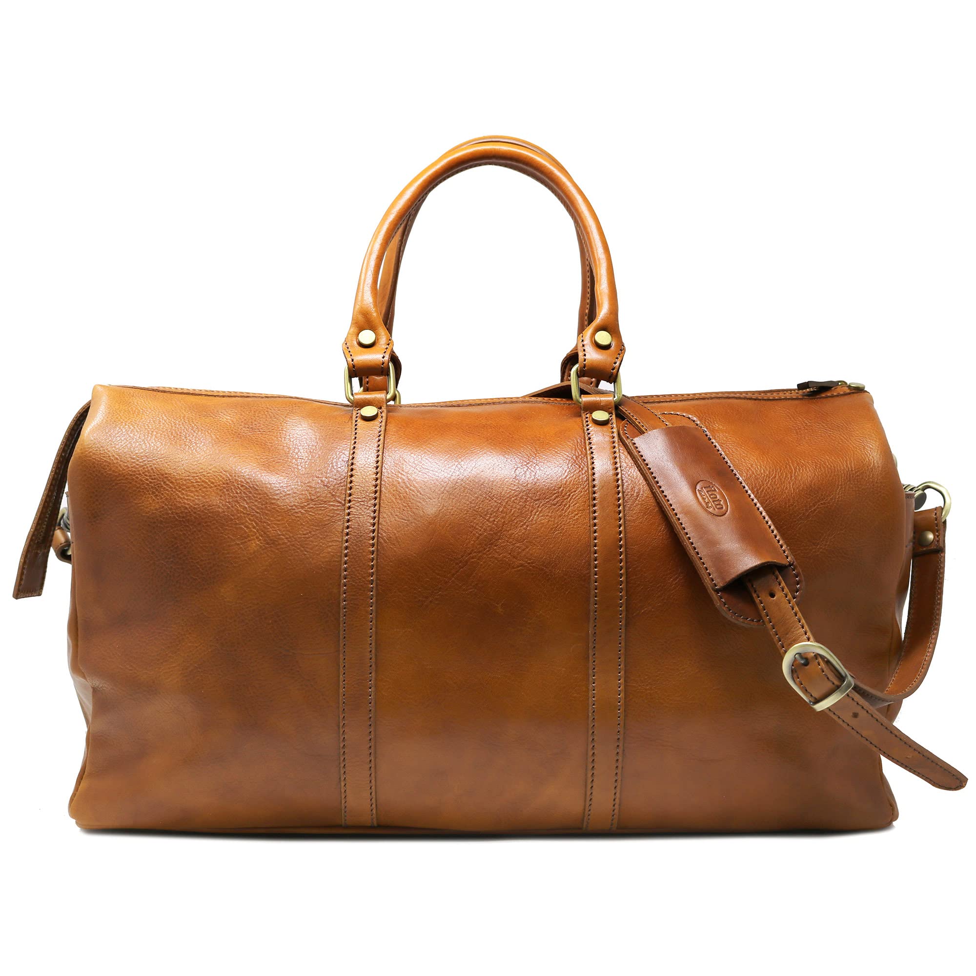 Premium Floto Chianti Genuine Leather Duffle Bag - Carry-On Weekender Travel Bag for Men & Women - Perfect for Business Trips, Gym, Weekend Getaways & Air Travel