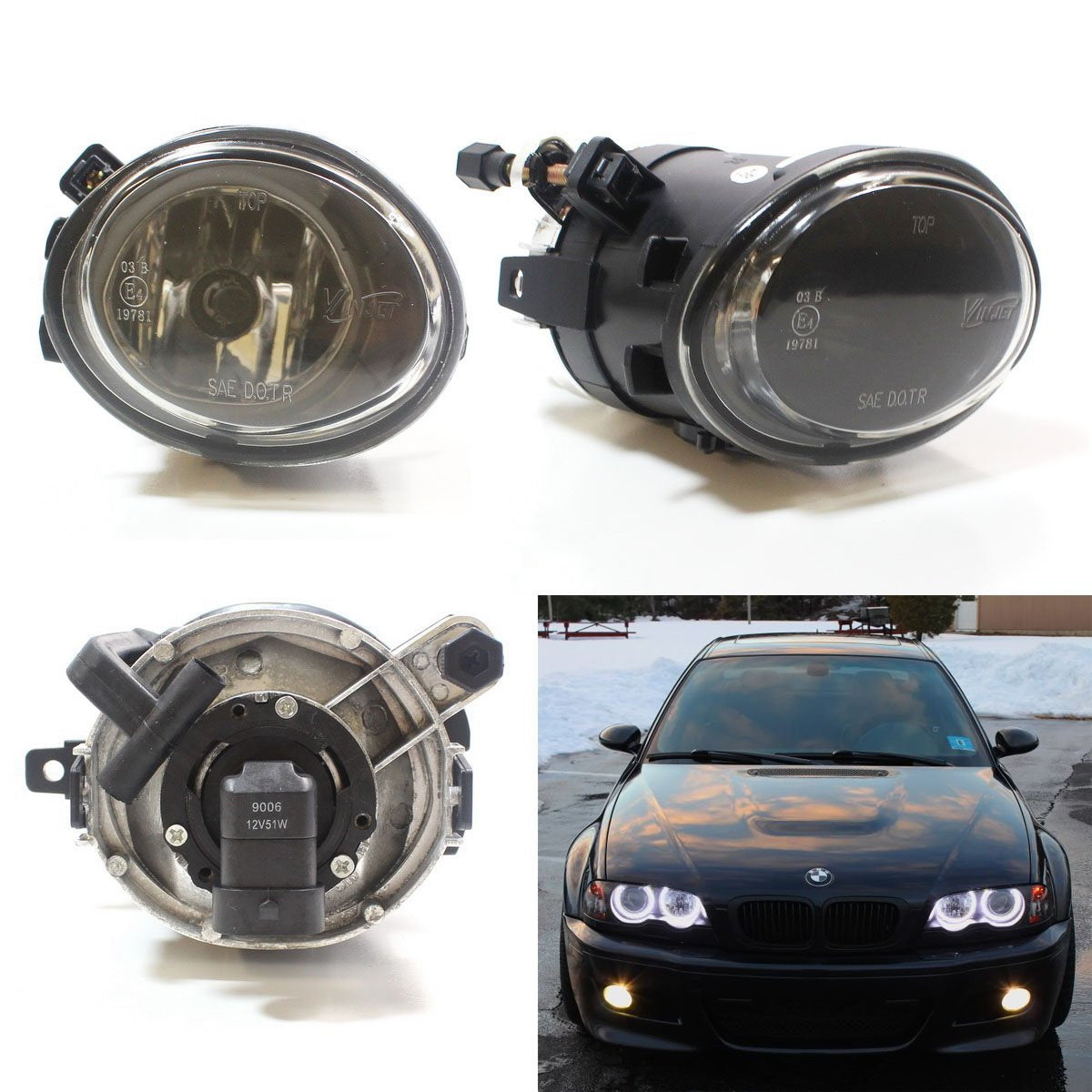 2001-2005 BMW M3 & 1999-2002 M5 3 Series Complete Clear Fog Light Kit with Halogen Bulbs - Perfect for Night Driving and Foggy Conditions