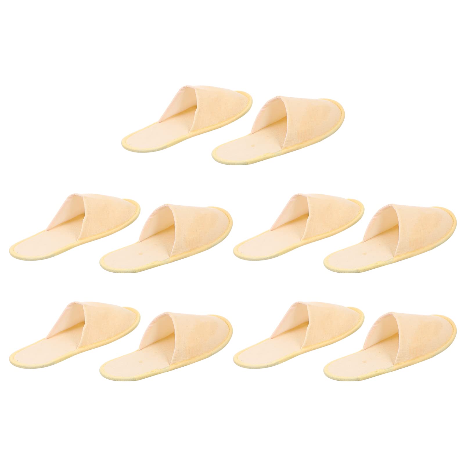 ABOOFAN 5 Pairs Non-Slip Hotel Slippers - Closed Toe Disposable Spa Slippers for Travel, Guests & Parties | Soft Unisex Slippers for Hotels, Spas, Airbnbs & Home Use (Beige)