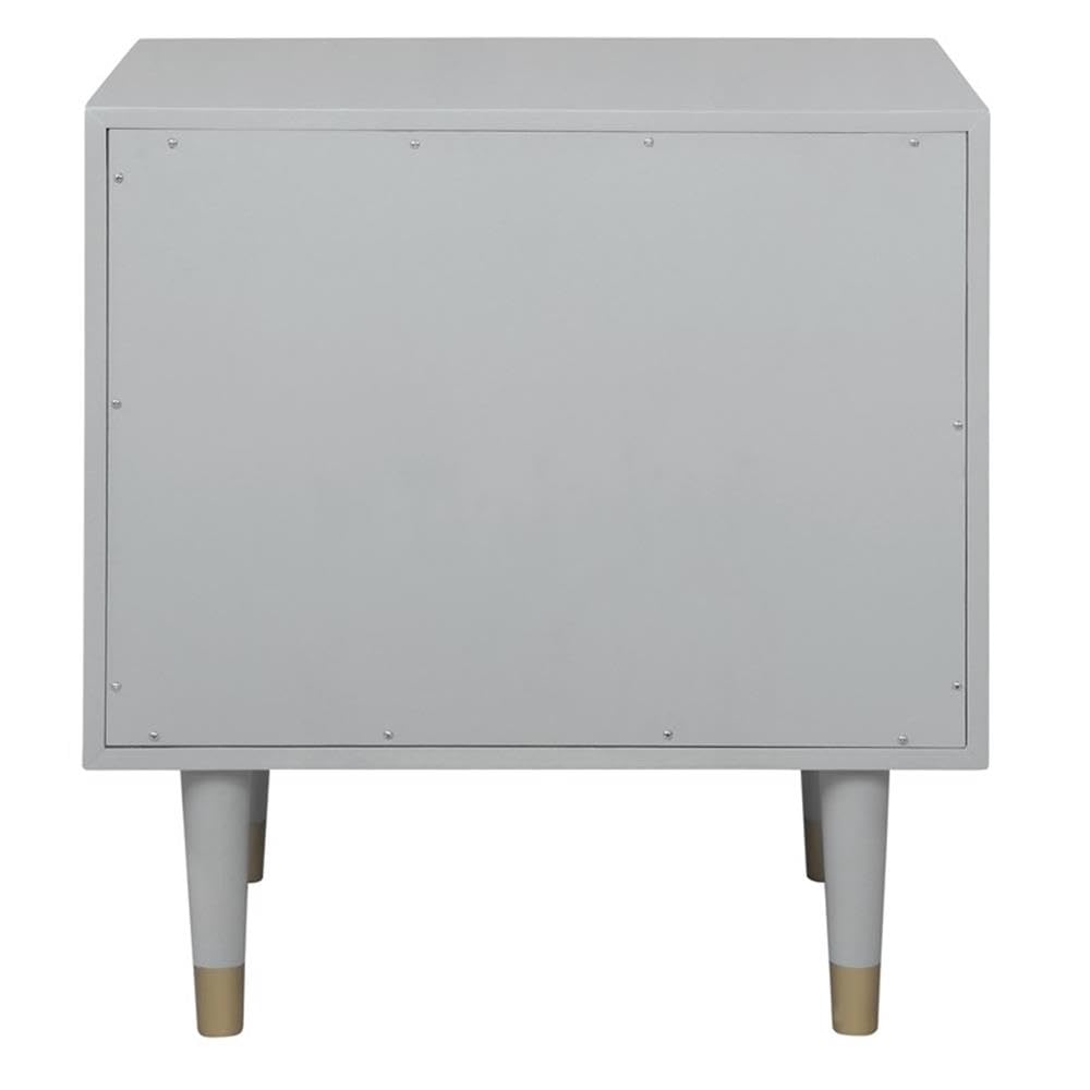 Gray Two-Drawer Wooden Nightstand with Geometric Texture - Perfect for Bedroom, Living Room, or Office Storage