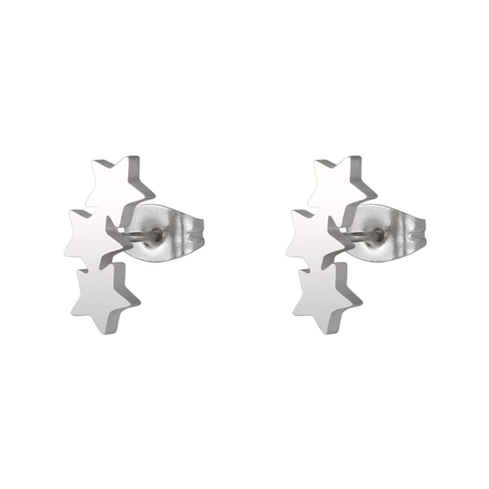 Crystal Pearl Stud Earrings Set - Chic Triple Star Stainless Steel Earrings for Women & Men | Hypoallergenic Piercing Jewelry for Daily Wear, Parties & Gifts