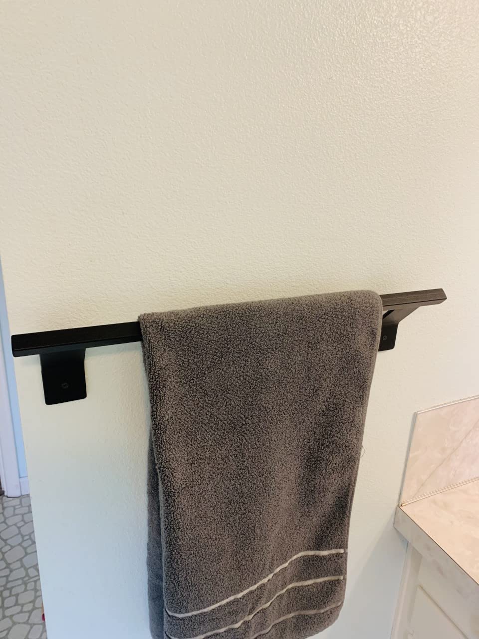 Stainless Steel Towel Bar 3/4 Inch (44 Inches, Black) - Heavy Duty Bathroom Towel Rack for Modern Homes, Hotels & Spa Decor