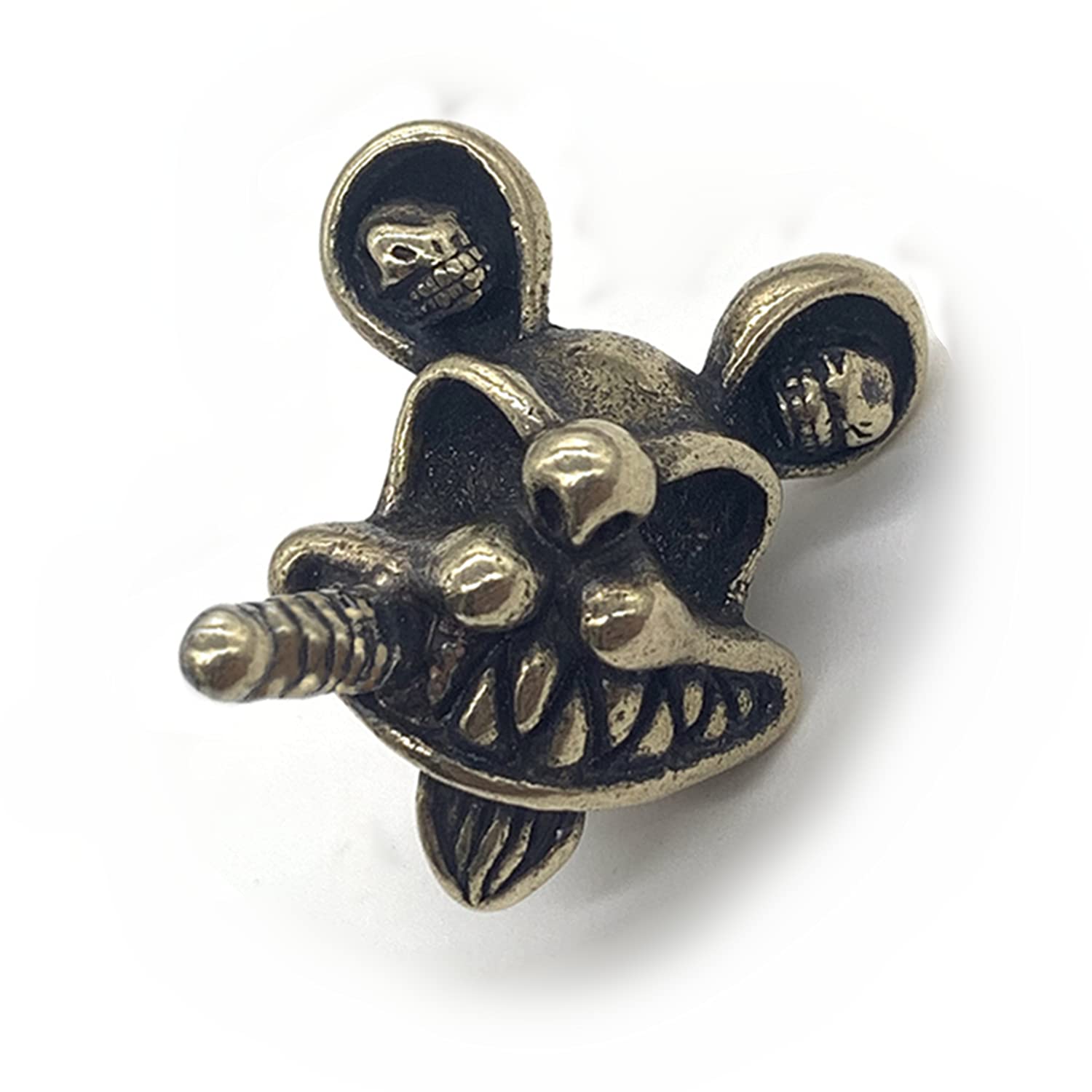 Vintage Brass Rabbit Skull Beads - EDC Keychain Accessories for DIY Paracord Bracelets & Survival Gear - Perfect for Outdoor Enthusiasts and Gothic Style Lovers