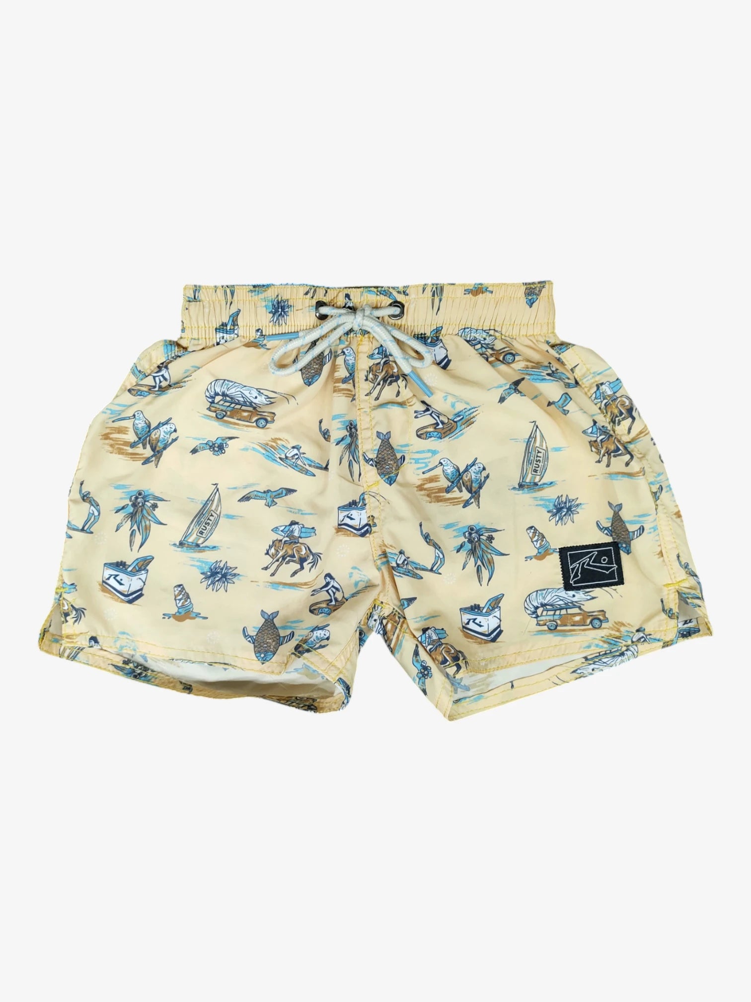 Rusty Aloha Cowboy Mesh Yellow Kids Shirt - Perfect for Beach Parties, Summer Outfits & Western-Themed Events