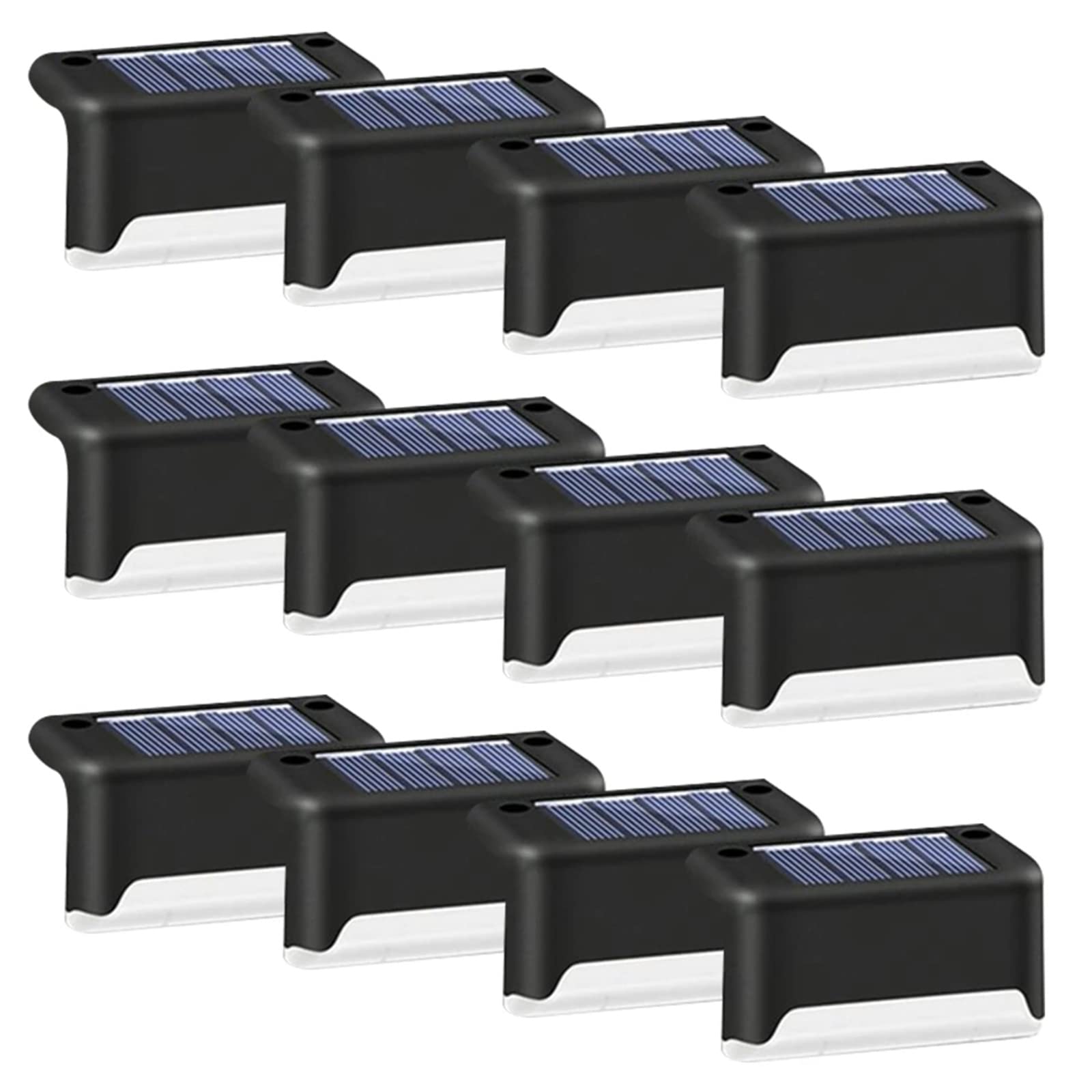 12PCS Black LED Solar Pathway Lights - Waterproof Outdoor Solar Stair Lights for Garden, Deck, Fence & Landscape Lighting | Solar Powered Step Lights for Walkway, Patio & Yard Decoration