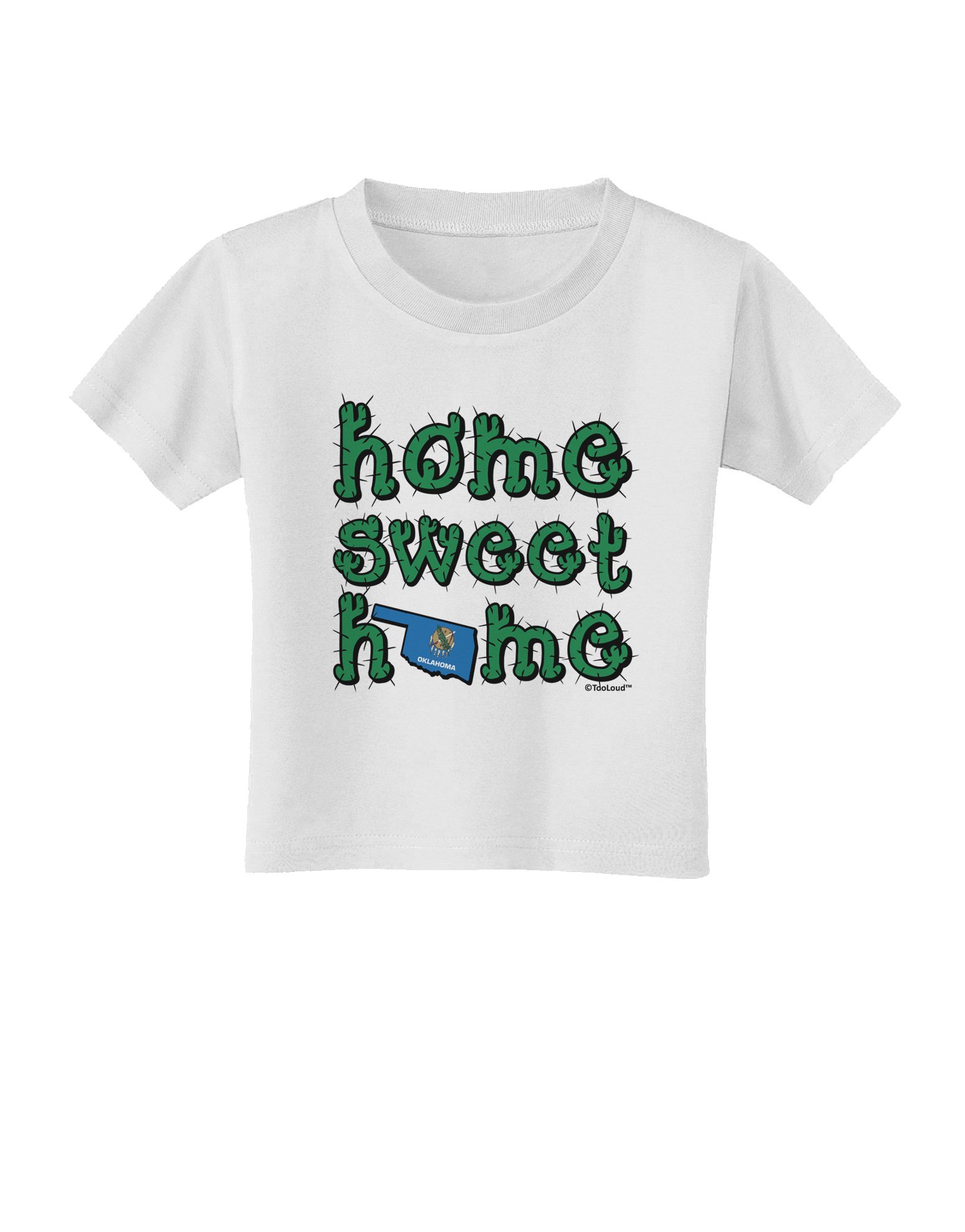 TOOLOUD Oklahoma State Flag & Cactus Graphic Toddler T-Shirt - Soft Cotton Baby Tee for Boys & Girls - Perfect for State Pride, Family Outings & Photo Shoots
