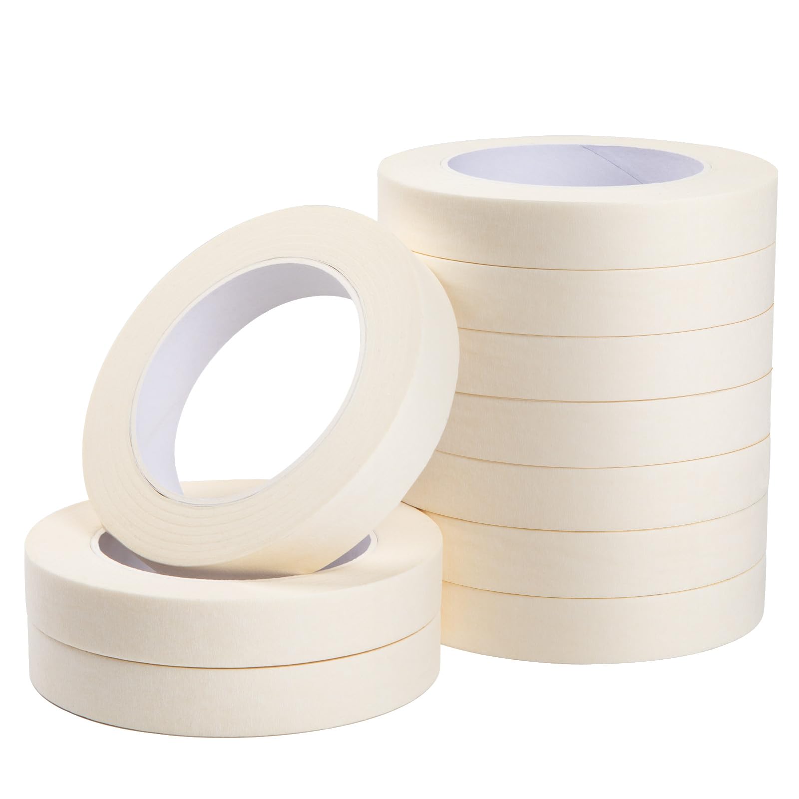 HTVRONT 0.75 Inch x 60 Yards White Painters Tape - 10 Pack Clean Release Masking Tape for Painting, Home Improvement, Office & School Art Projects | Perfect for Wall Painting, DIY Crafts, and Surface Protection