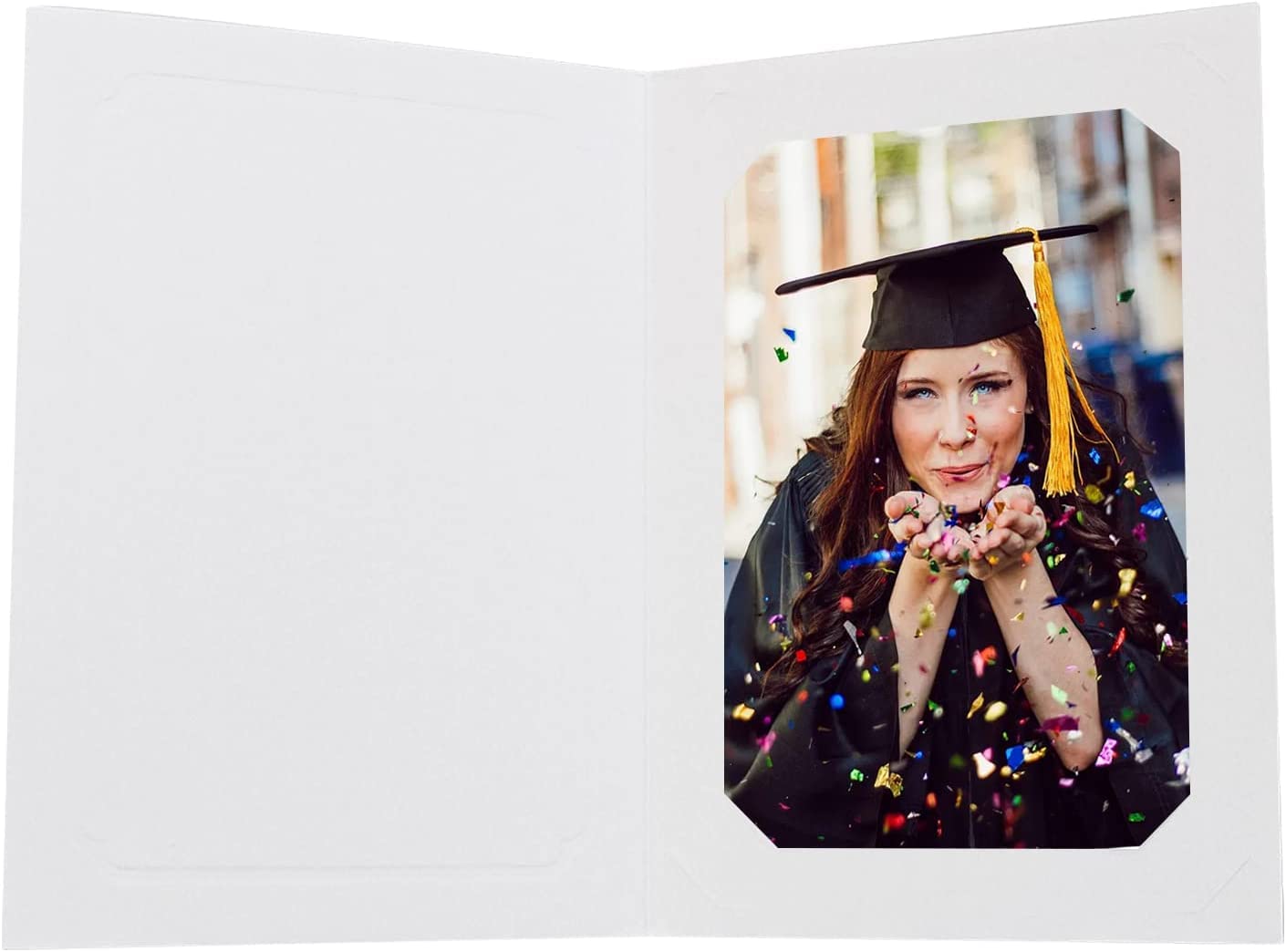 Golden State Art 50-Pack 4x6 or 5x7 Photo Folders - Cardboard Picture Frames & Paper Frame Cards for Greetings & Invitations - Perfect for Graduation, Christmas, Wedding Events (White) - Great for Scrapbooking, Memory Keeping & Party Decorations