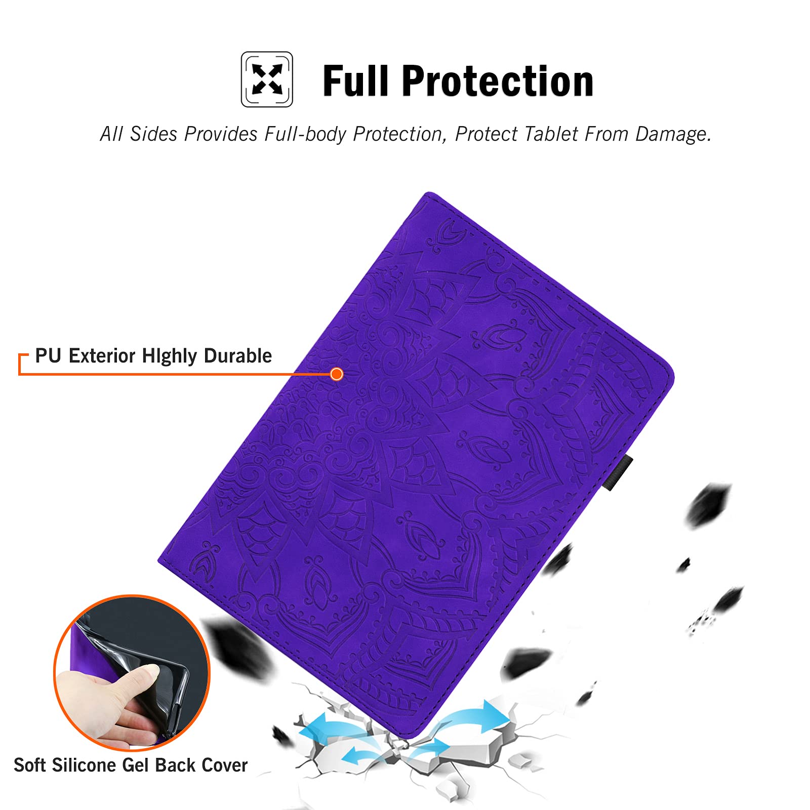 Premium PU Leather Case for Kindle Fire HD 8 (2020, 10th Gen) & HD 8 Plus - Auto Sleep/Wake, Card Slots & Stand | Perfect for Reading, Travel & Work (Purple)