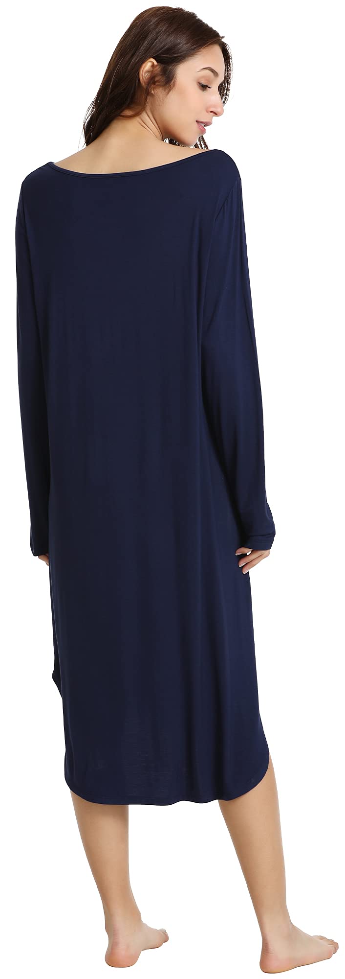 Soft Bamboo Nightgowns for Women - Long Sleeve Sleep Shirt & Comfy Loungewear - Plus Size S-4X - Perfect for Relaxing at Home or Sleeping