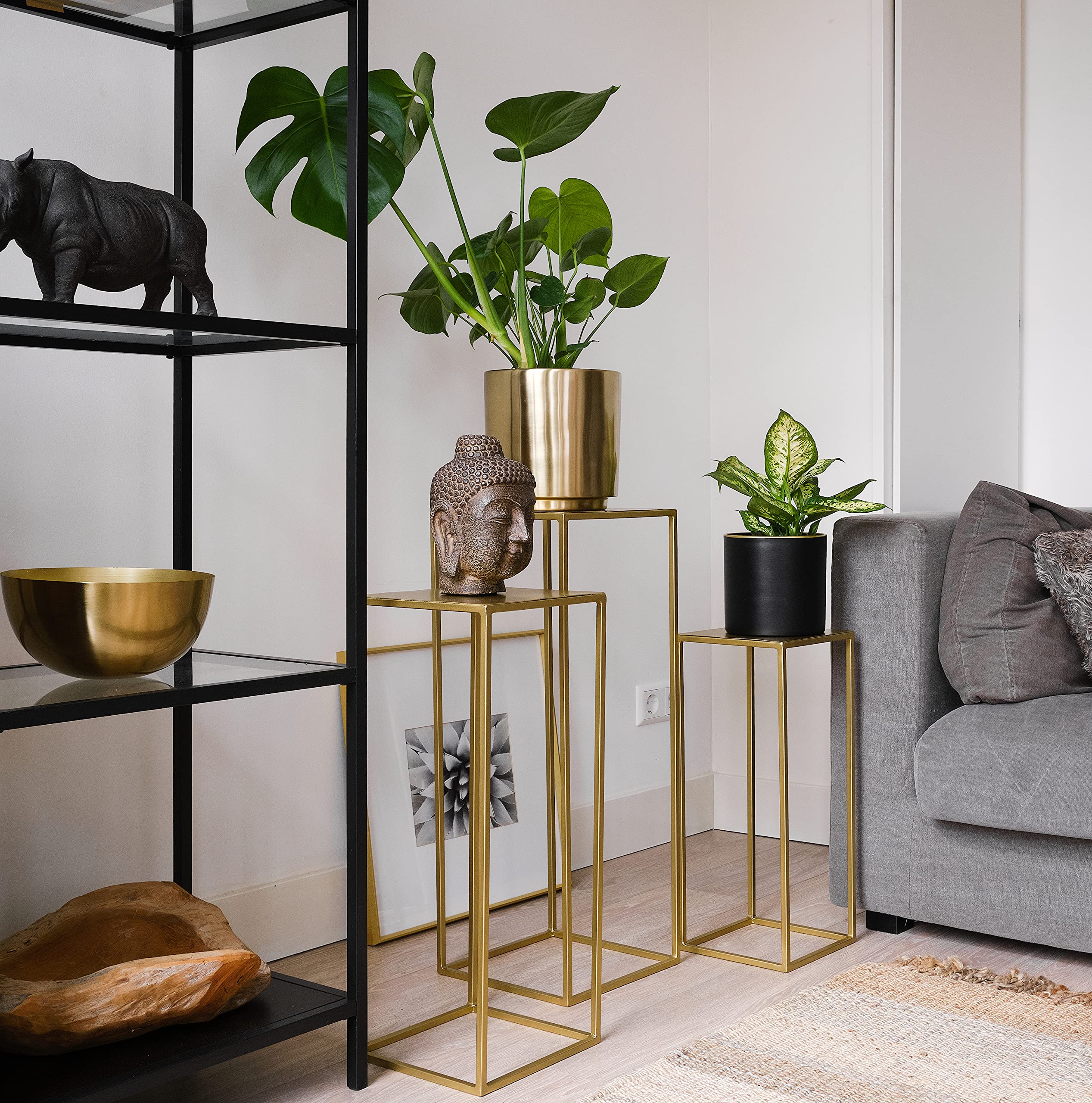 Kimisty 3-Piece Gold Plant Stand Set - Rust-Free Tiered Pedestal Display for Wedding Centerpieces, Home Decor & Flower Arrangements | Perfect for Living Room, Patio & Event Decor