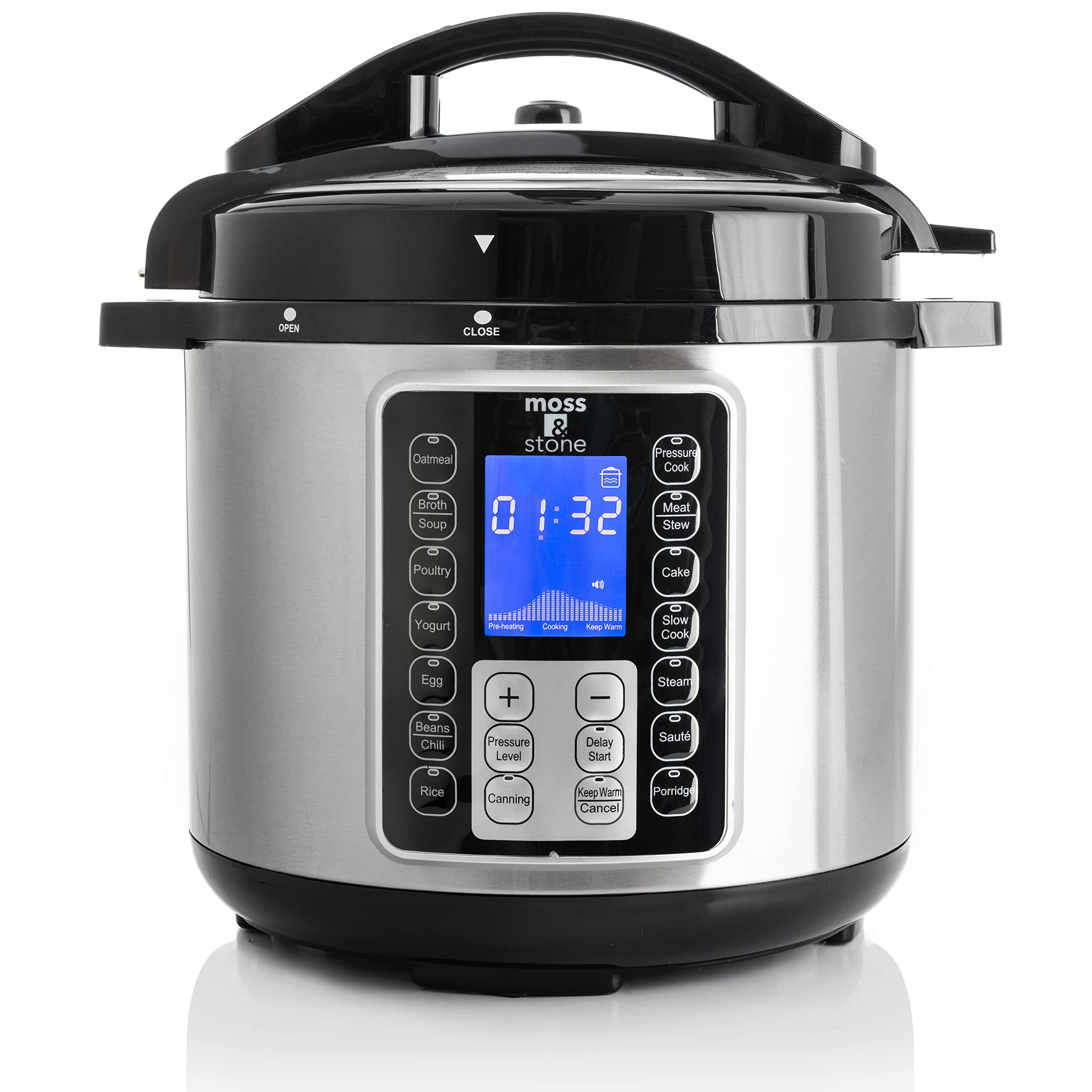 Moss & Stone 6 Quart Electric Pressure Cooker with Large LCD Display - 14-in-1 Multi-Cooker for Slow Cooking, Rice, Steaming, Sautéing, Yogurt & Egg Cooking | Perfect for Meal Prep, Family Dinners & Healthy Cooking at Home