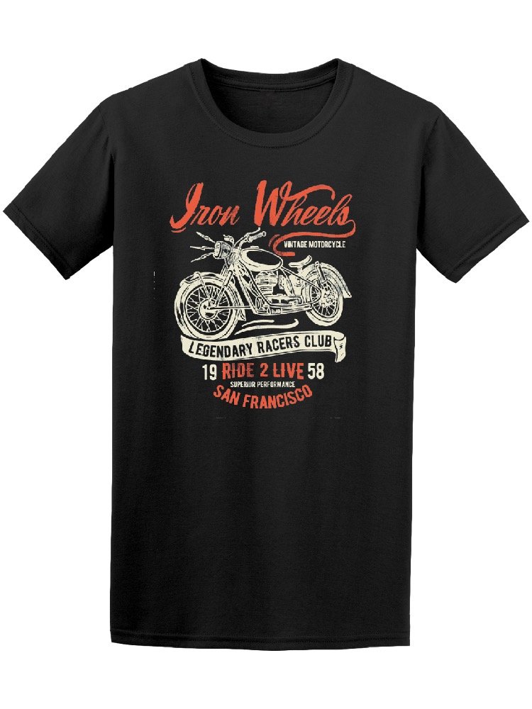 Smartprints Motorcycle Iron Wheels Graphic T-Shirt for Men - Cool Biker Tee for Riding & Casual Wear