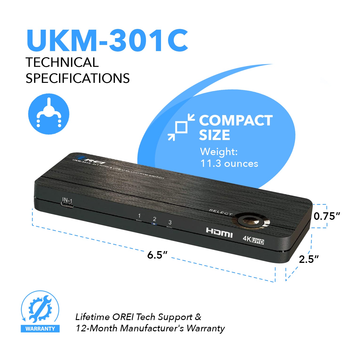Ultra HD 4K 3x1 HDMI KVM Switch with Keyboard & USB Peripheral Control - UKM 301C | Perfect for Home Office, Gaming Setup & Multi-Computer Workstations