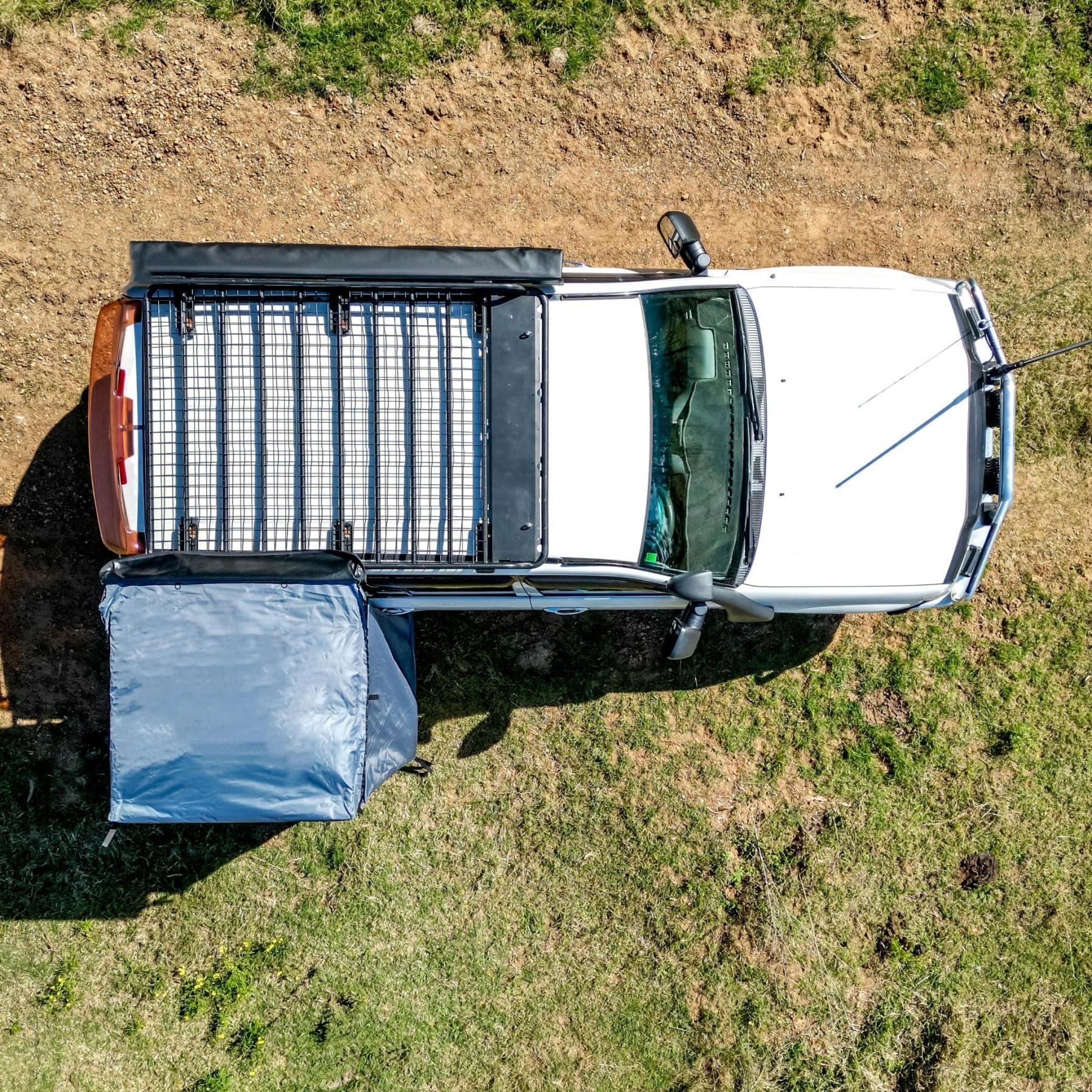 DANCHEL OUTDOOR Portable Car Shower Tent for Overland Camping - 3.3x3.3ft Waterproof Privacy Shower Awning with LED Light & 4 Enclosures | Changing Room for Beach, Off-Road & RV Trips | Gray Camping Shower Shelter for Outdoor Adventures