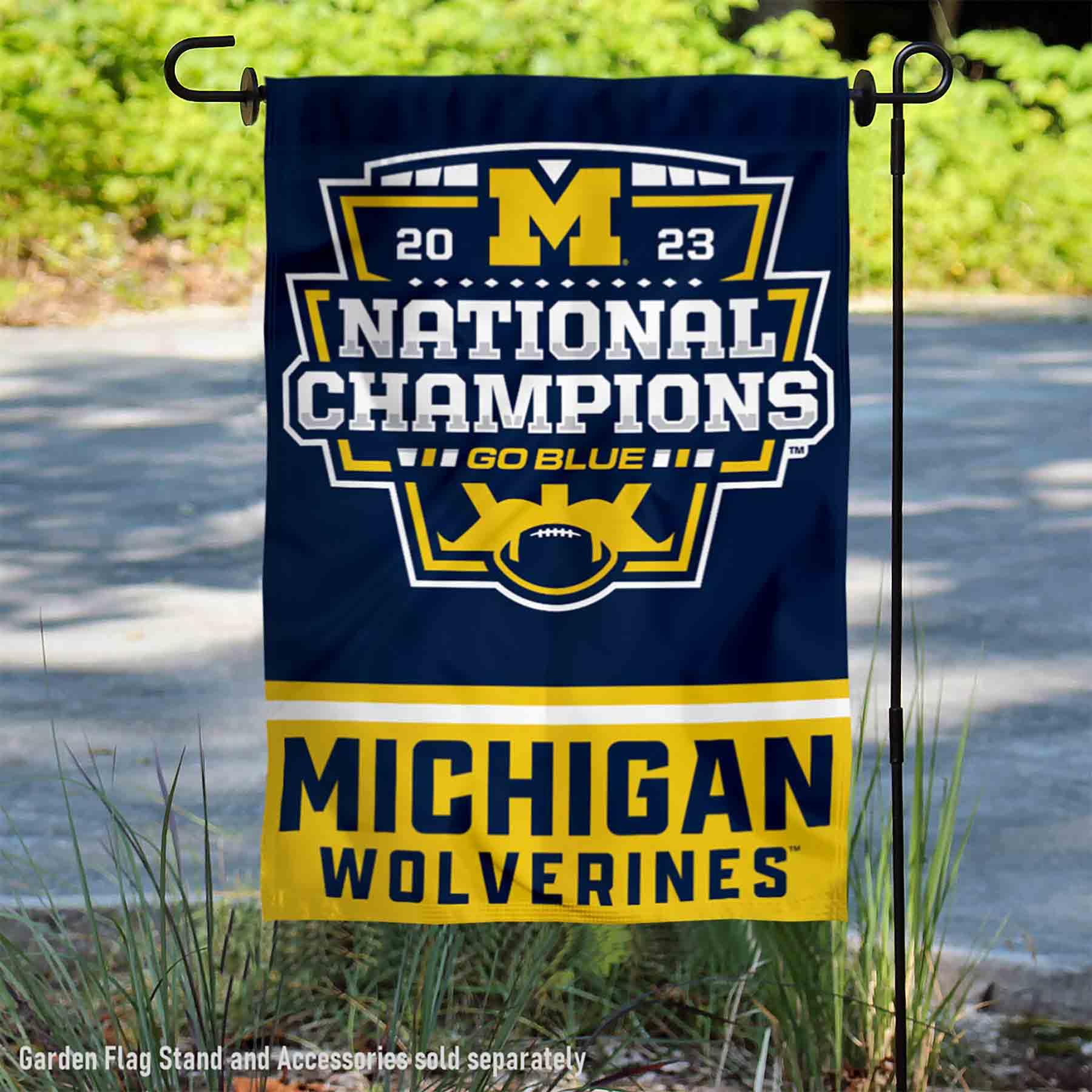 WinCraft Michigan Wolverines 2023 National Champions Double-Sided Garden Flag - Perfect for College Football Tailgating & Home Decor